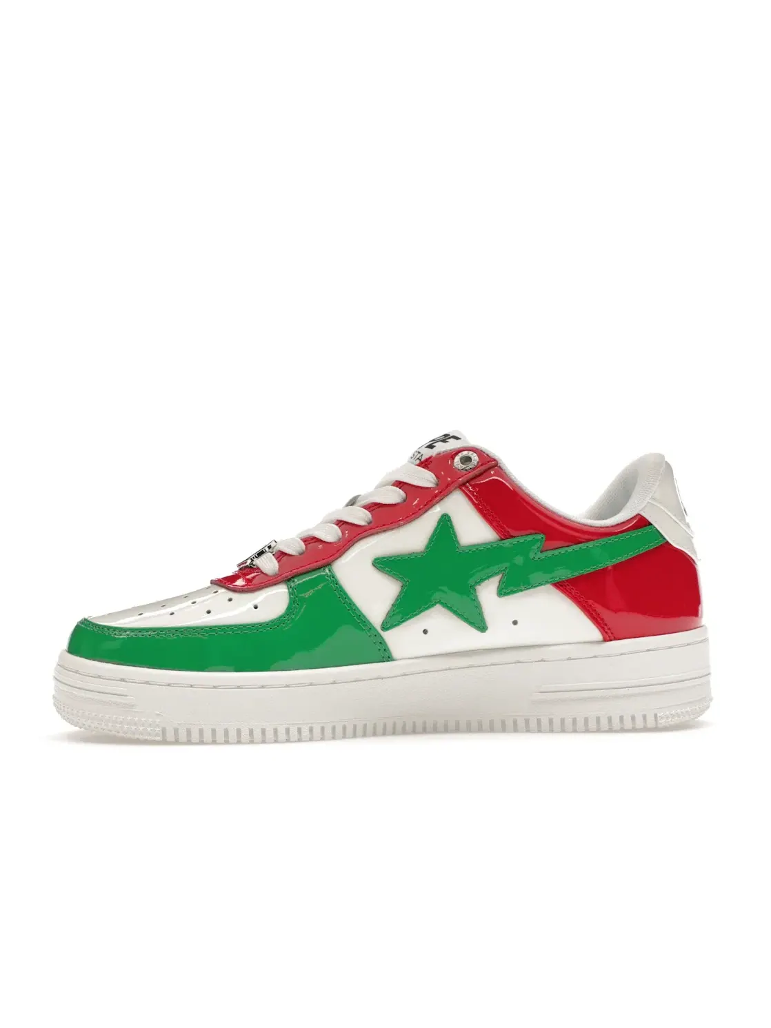Кроссовки с патентованной кожи A Bathing Ape BAPE Sta Italy BAPE — изображение 3 из 4, белый/зеленый/красный