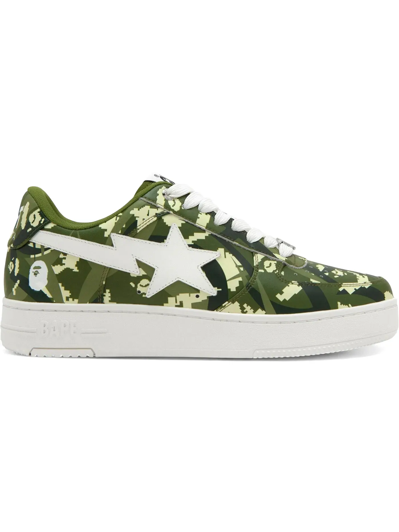 Мужские кеды Lifestyle с принтом A Bathing Ape BAPE Sta Low BAPE — изображение 1 из 2, зеленый/белый