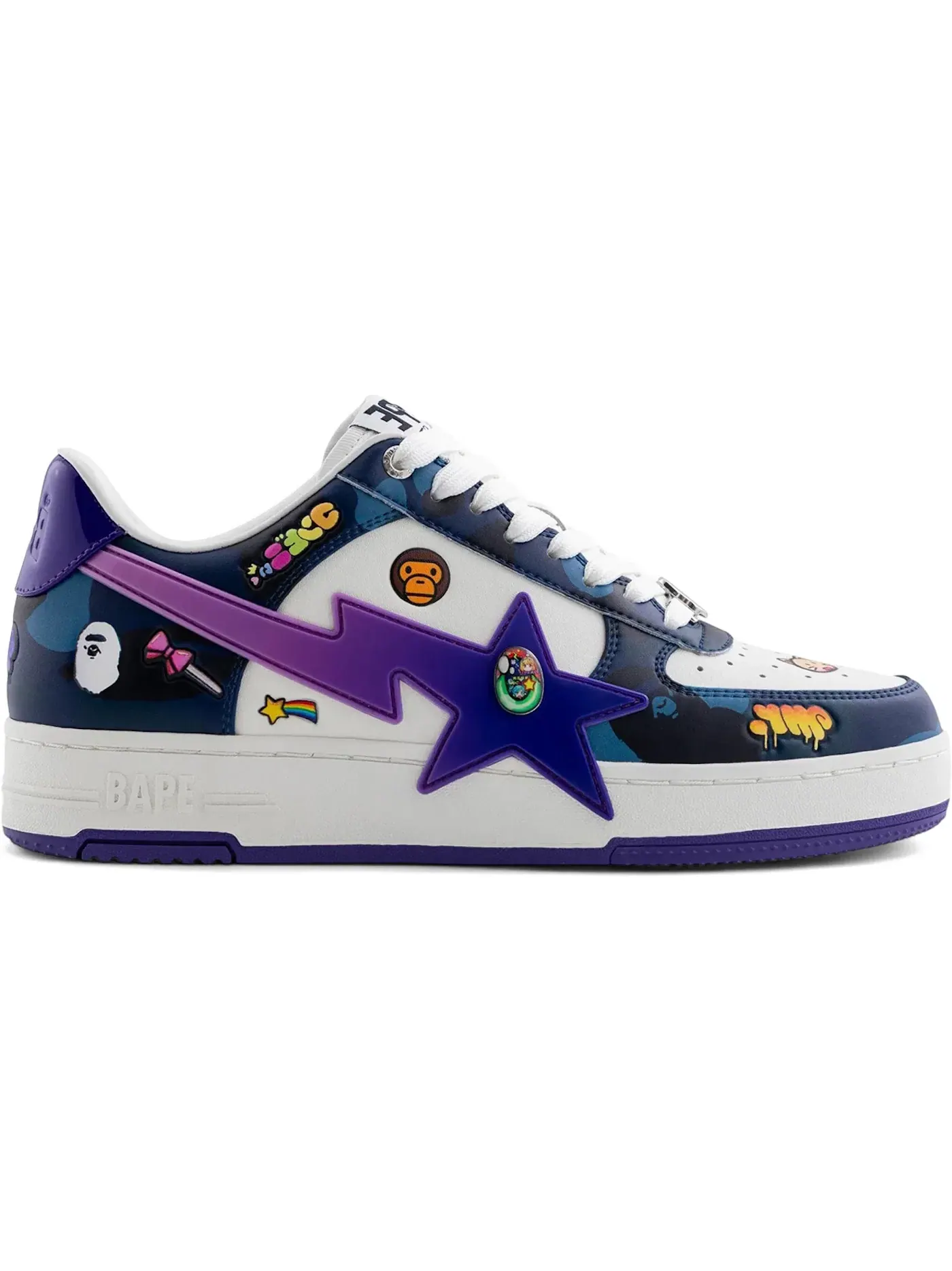 Мужские кроссовки Lifestyle A Bathing Ape BAPE Sta BAPE — изображение 1 из 1, белый/фиолетовый