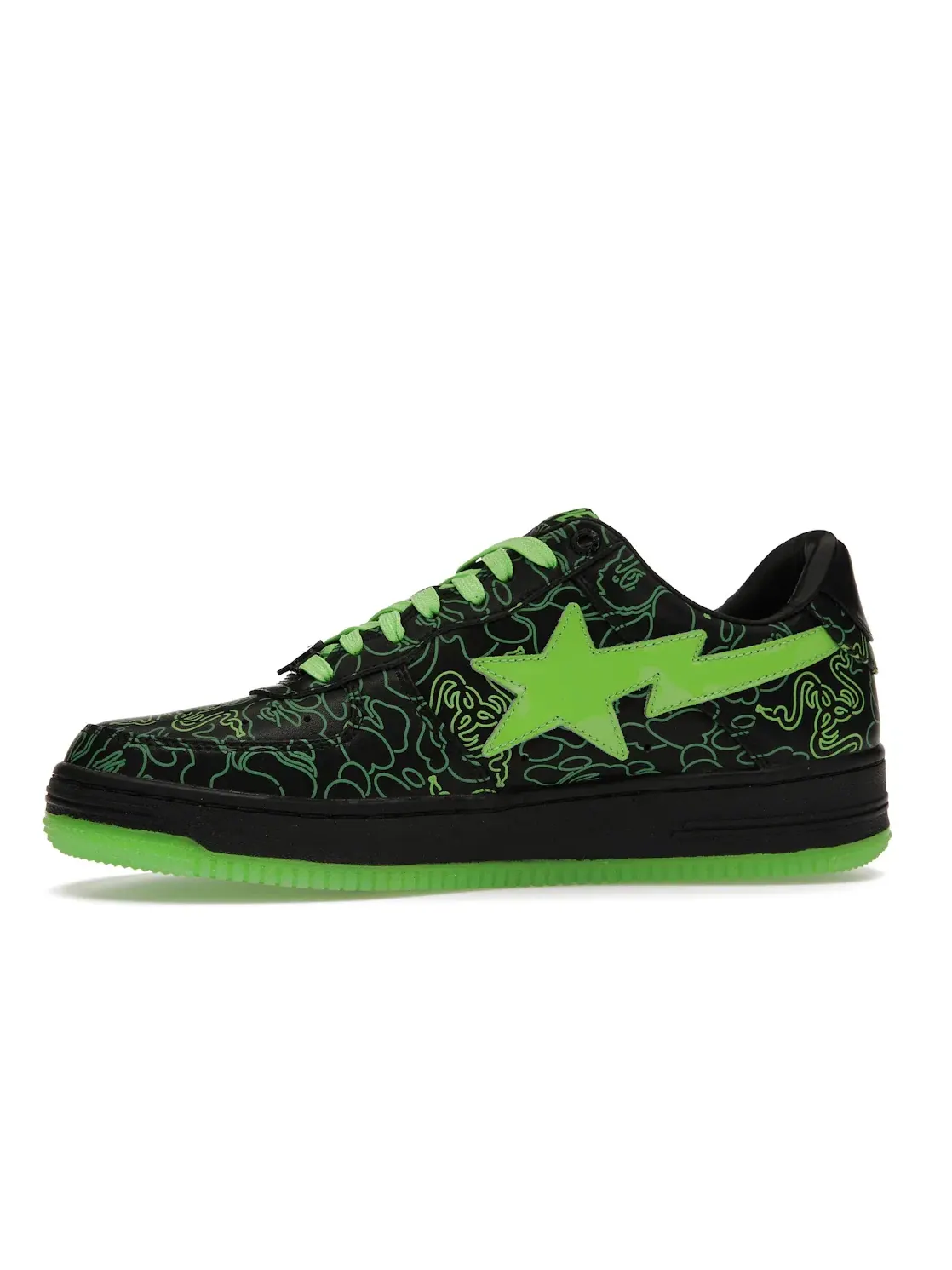 Кроссовки Lifestyle с принтом BAPE Bape Sta BAPE — изображение 3 из 4, черный/неоновый/зеленый