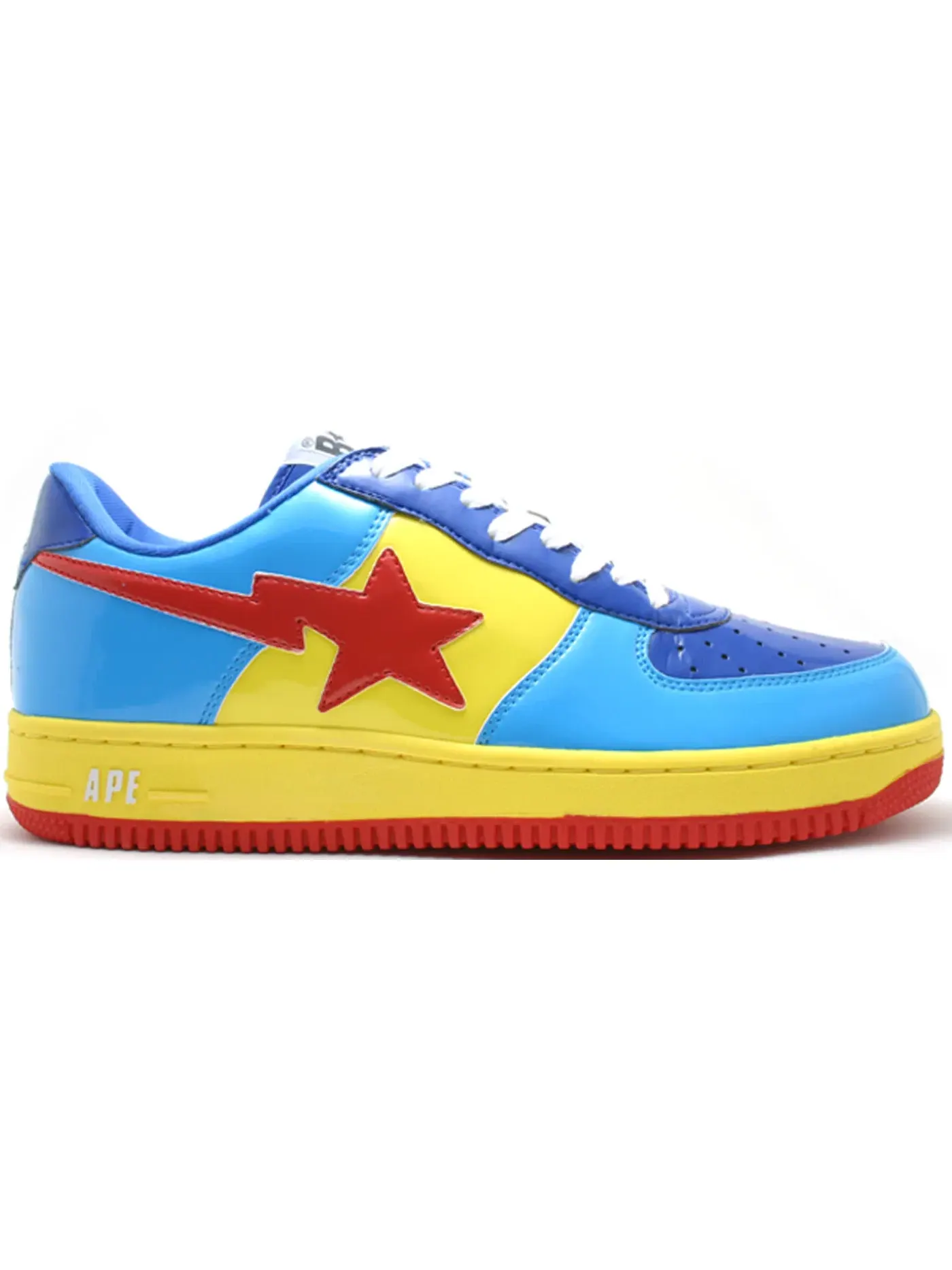 Кроссовки для девочек с принтом DC Comics Wonder Woman A Bathing Ape BAPE Sta Low — изображение 1 из 1, синий/желтый-красный