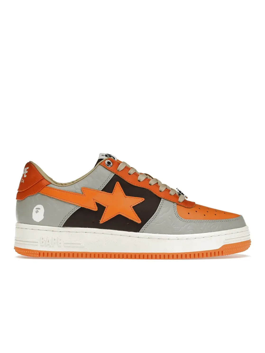 Кроссовки повседневные A Bathing Ape BAPE Sta Low BAPE — изображение 1 из 4, белый/серый/оранжевый