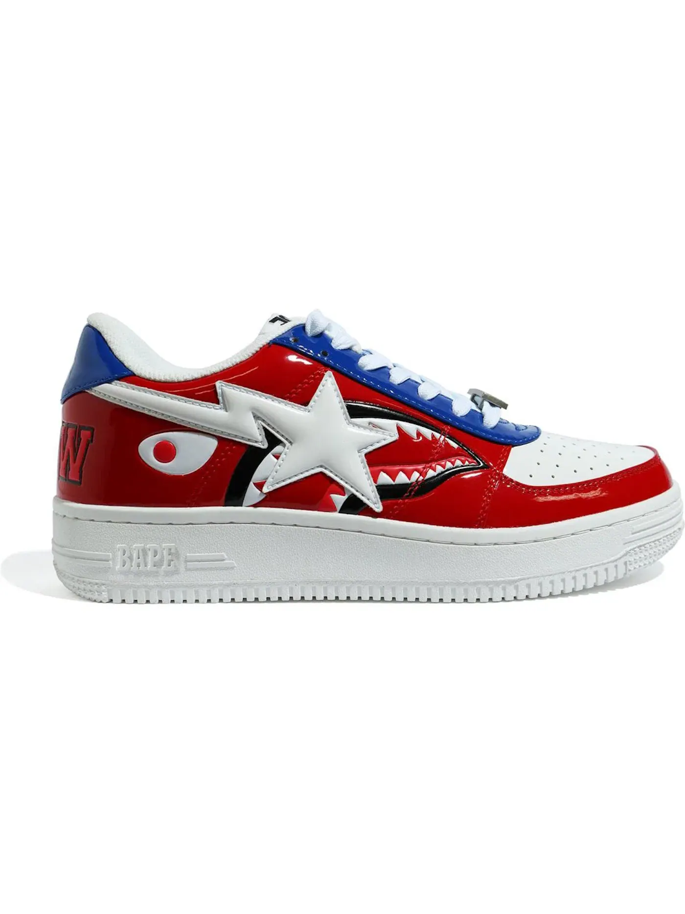 Мужские кроссовки с патентованной кожи A Bathing Ape BAPE Sta Low — изображение 1 из 1, красный/белый/синий