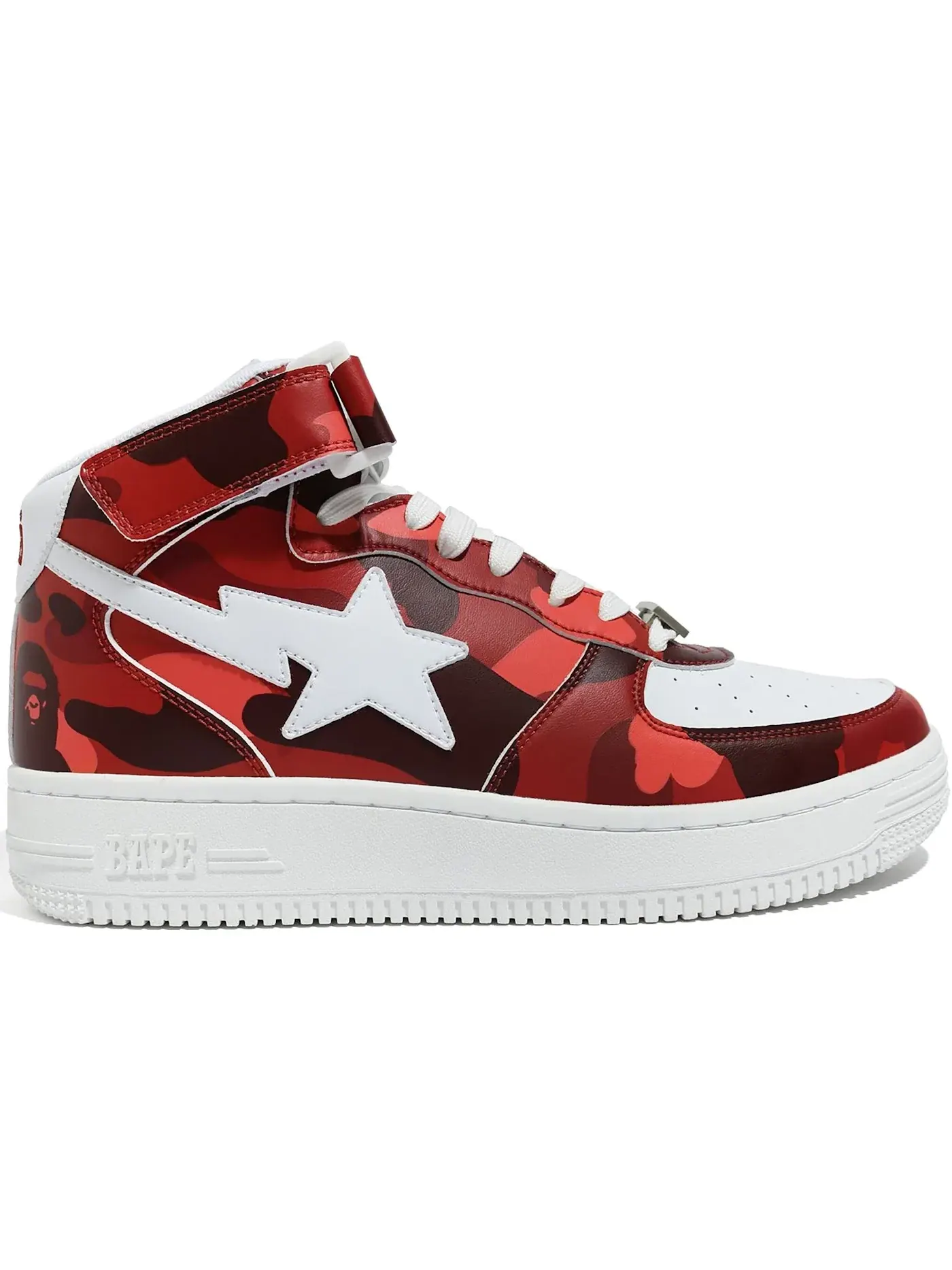 Мужские кроссовки Lifestyle с принтом A Bathing Ape BAPE Sta Mid BAPE — изображение 1 из 1, красный белый