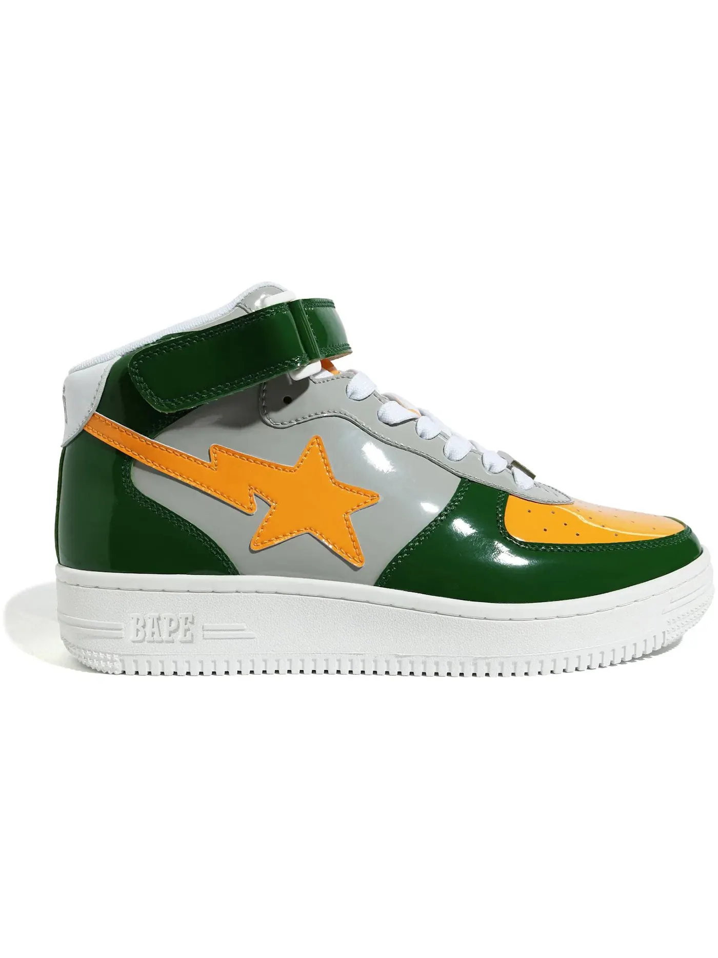 Мужские кроссовки Lifestyle BAPE A Bathing Ape BAPE Sta Mid — изображение 1 из 1, серый/зеленый-оранжевый