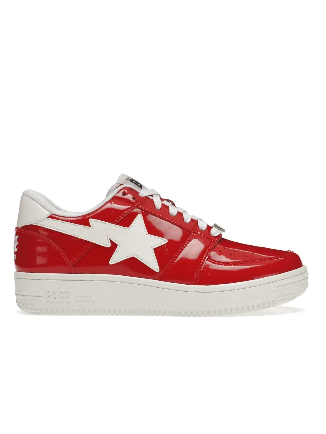 Кроссовки повседневные с глянцевым верхом A Bathing Ape BAPE Sta Low — изображение 1 из 4, красный/белый