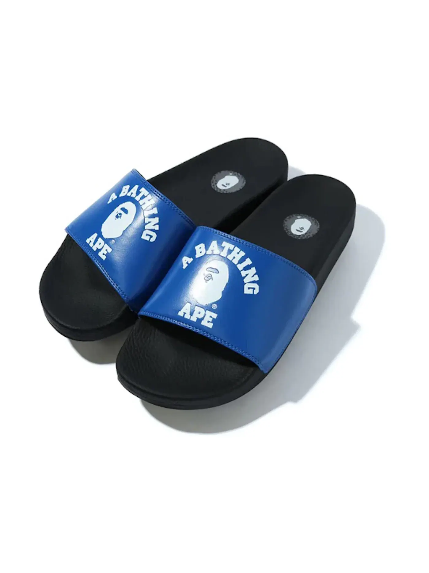 Мужские сандалии-слайды с принтом A Bathing Ape College Slide Sandals BAPE — изображение 1 из 1, синий/черный