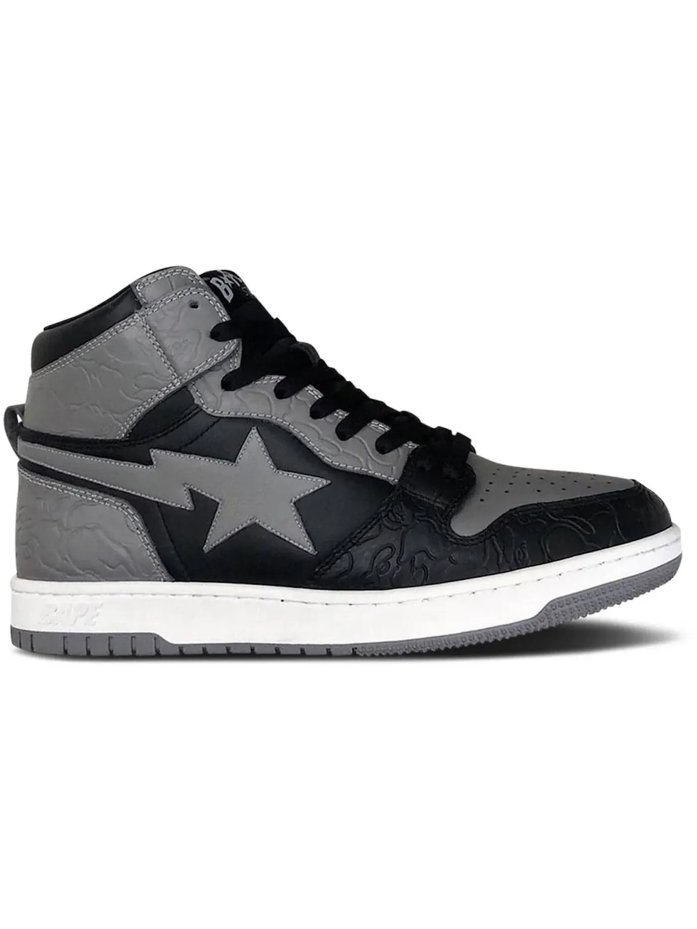 Мужские кроссовки высокие A Bathing Ape Court Sta High BAPE — изображение 1 из 1, черный/серый