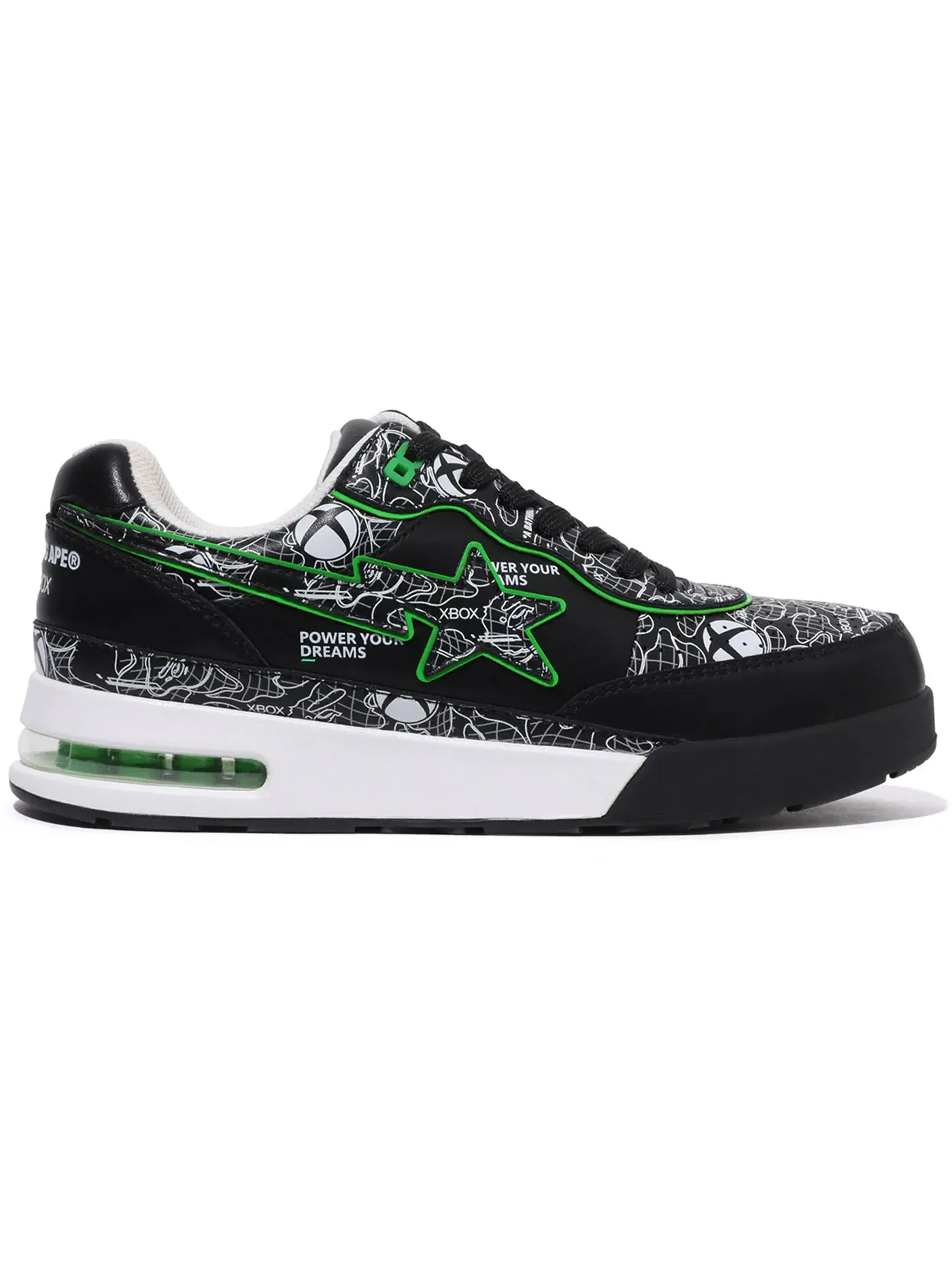 Мужские кроссовки Lifestyle A Bathing Ape Roadsta BAPE — изображение 1 из 1, черный/белый/зеленый