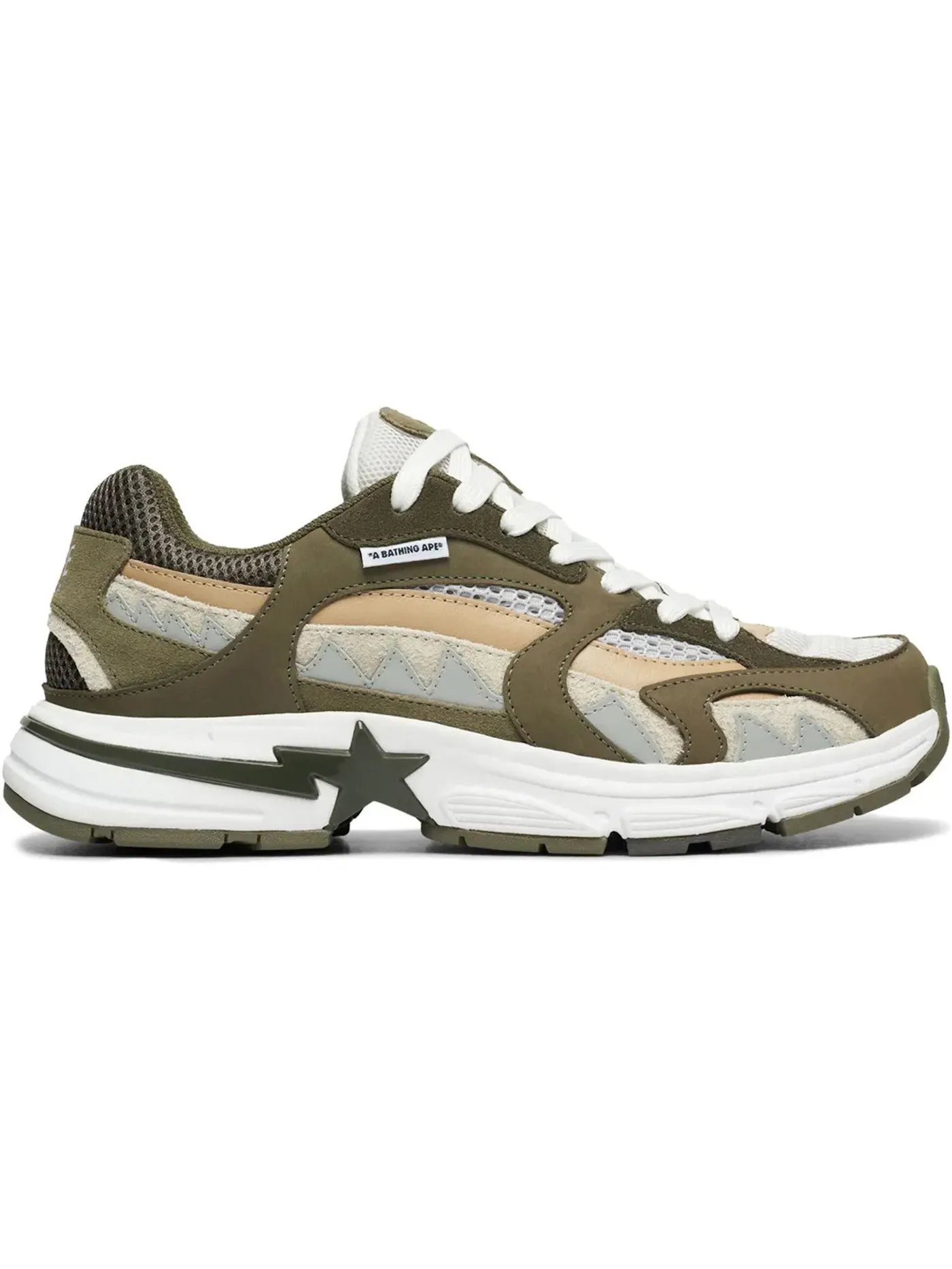 Мужские кроссовки Lifestyle A Bathing Ape Shark Sta BAPE — изображение 1 из 1, оливковый