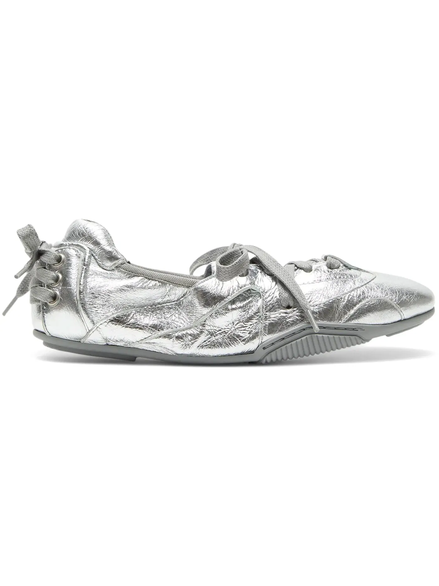 Женские кеды на шнуровке из кожи Acne Studios Lace-Up Leather Shoes — изображение 1 из 1, серебристый/серый
