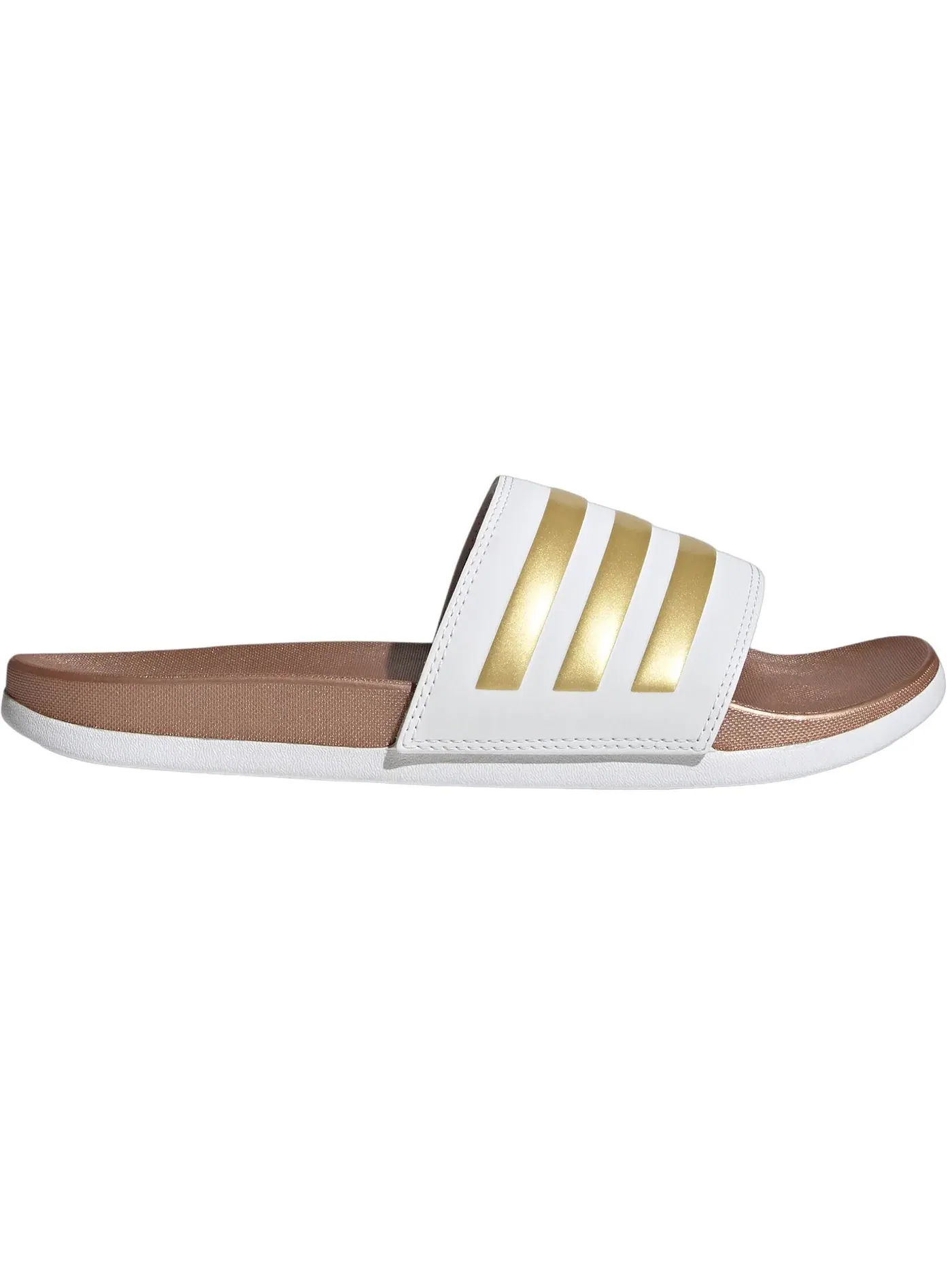 Мужские шлепанцы с ремешком Adilette Comfort Slides Adidas — изображение 1 из 1, белый/белый/золотистый