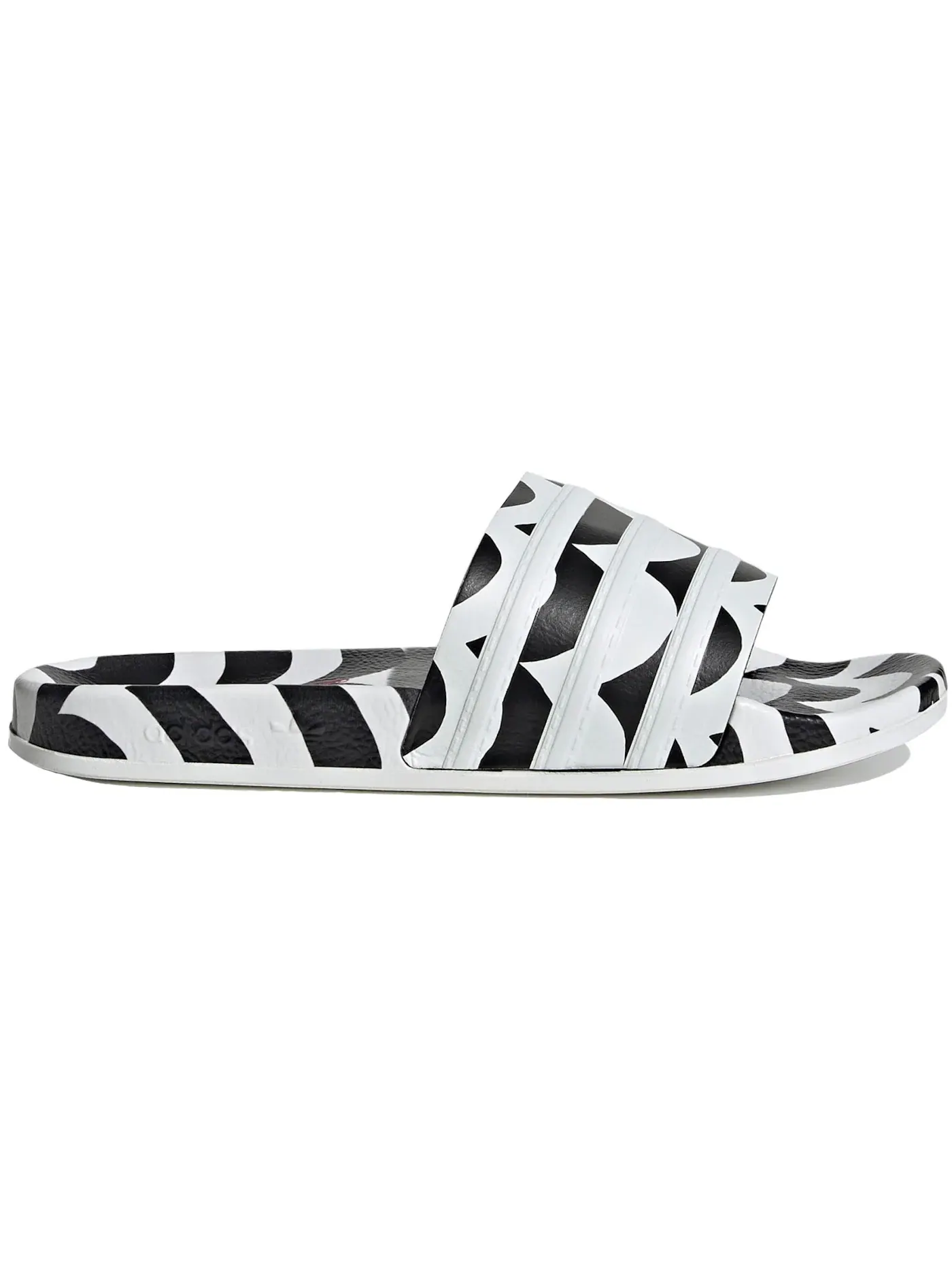 Женские сандалии-шлепанцы с принтом Adidas Adilette Marimekko — изображение 1 из 1, черный/белый