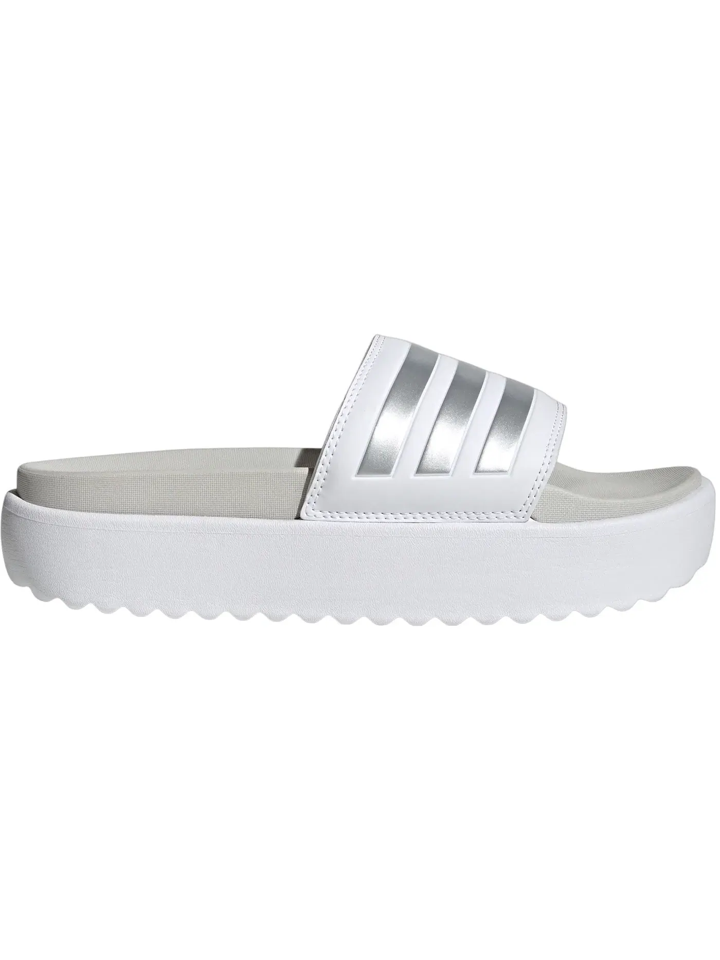 Мужские шлепанцы на платформе Adilette Platform от Adidas — изображение 1 из 1, белый/металлик/серый