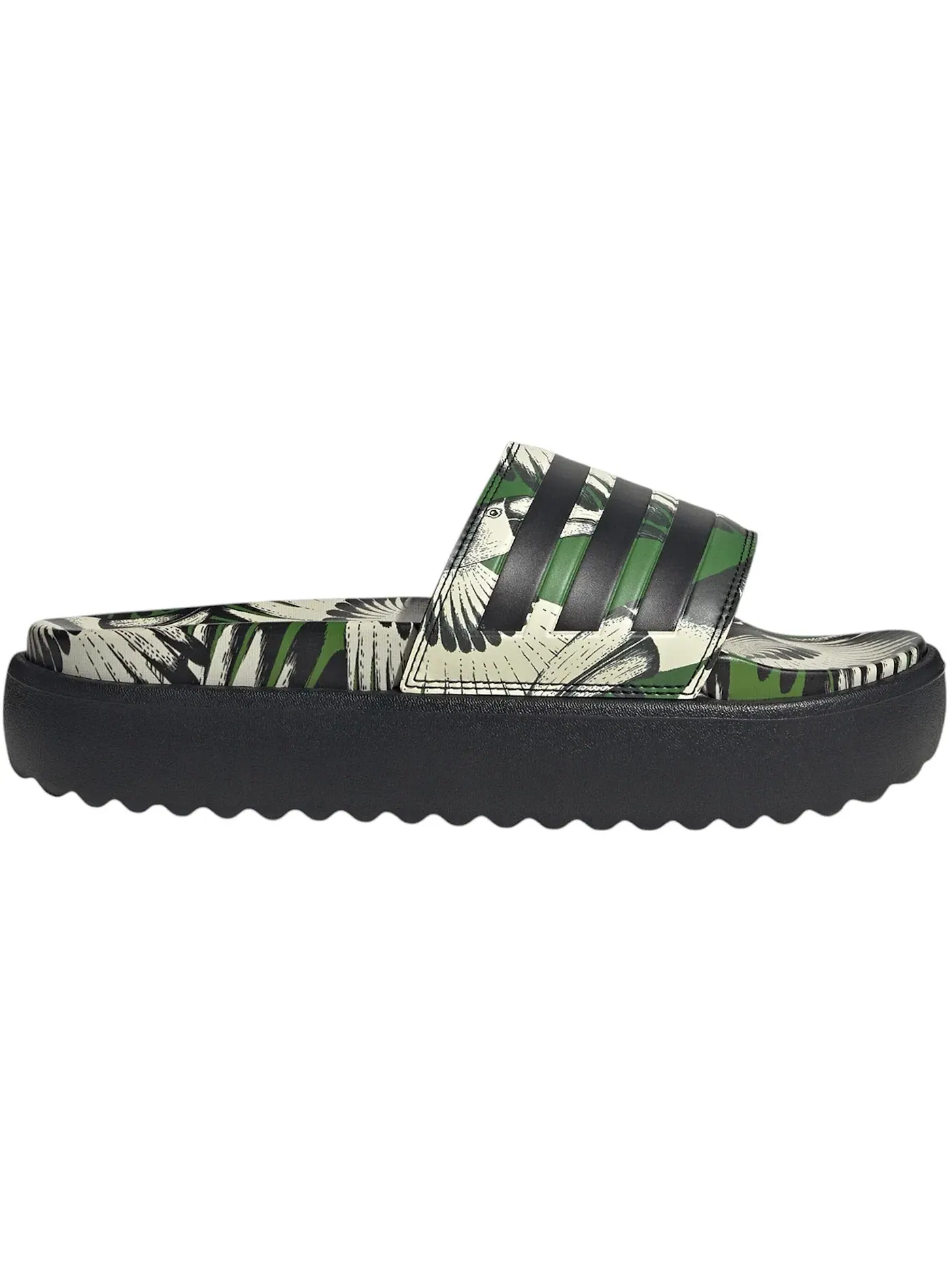 Женские сандалии-слайды платформа Adilette Adidas — изображение 1 из 1, зеленый черный