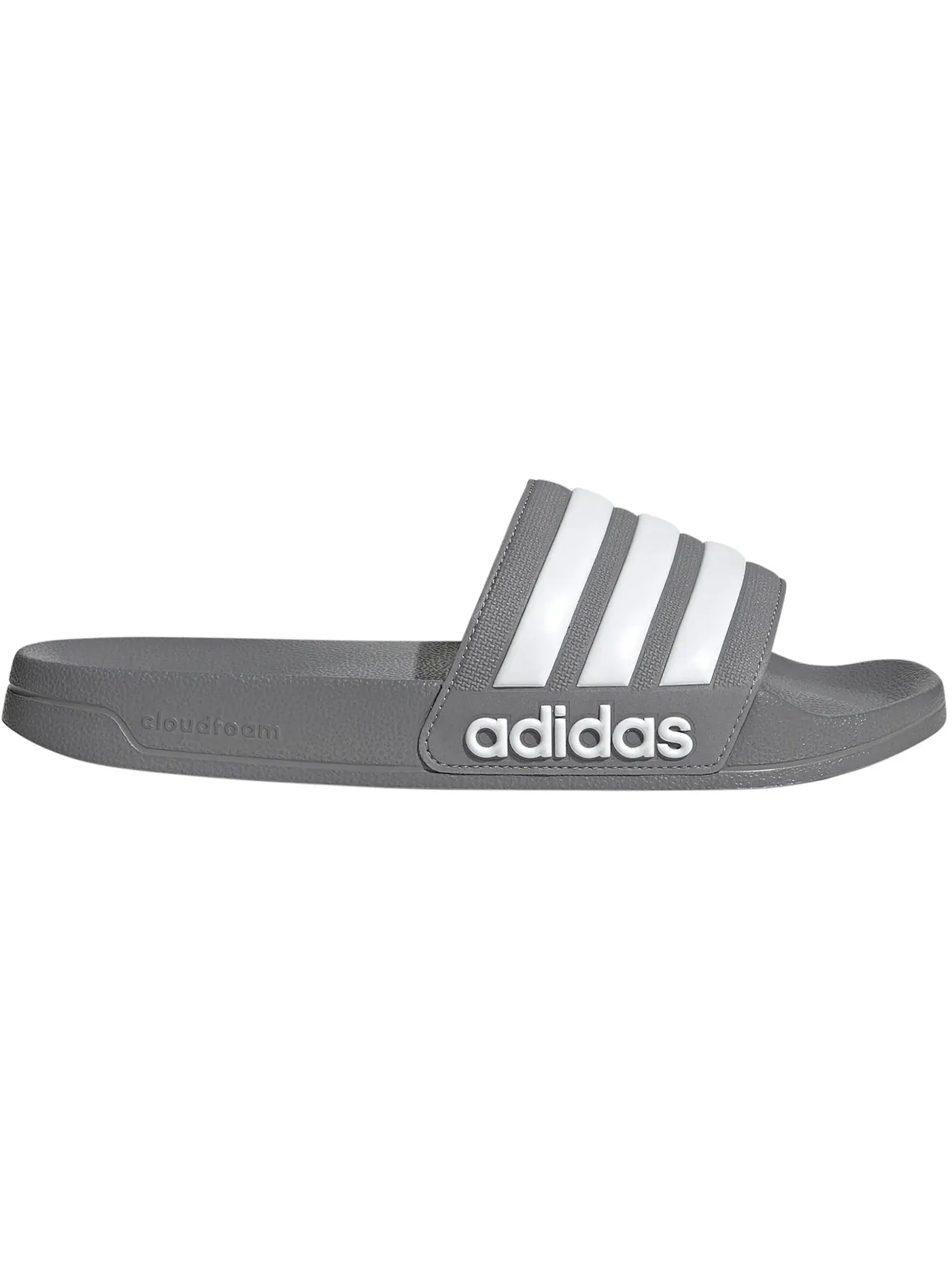 Мужские шлепанцы для душа с логотипом Adidas Adilette — изображение 1 из 1, серый/белый/серый