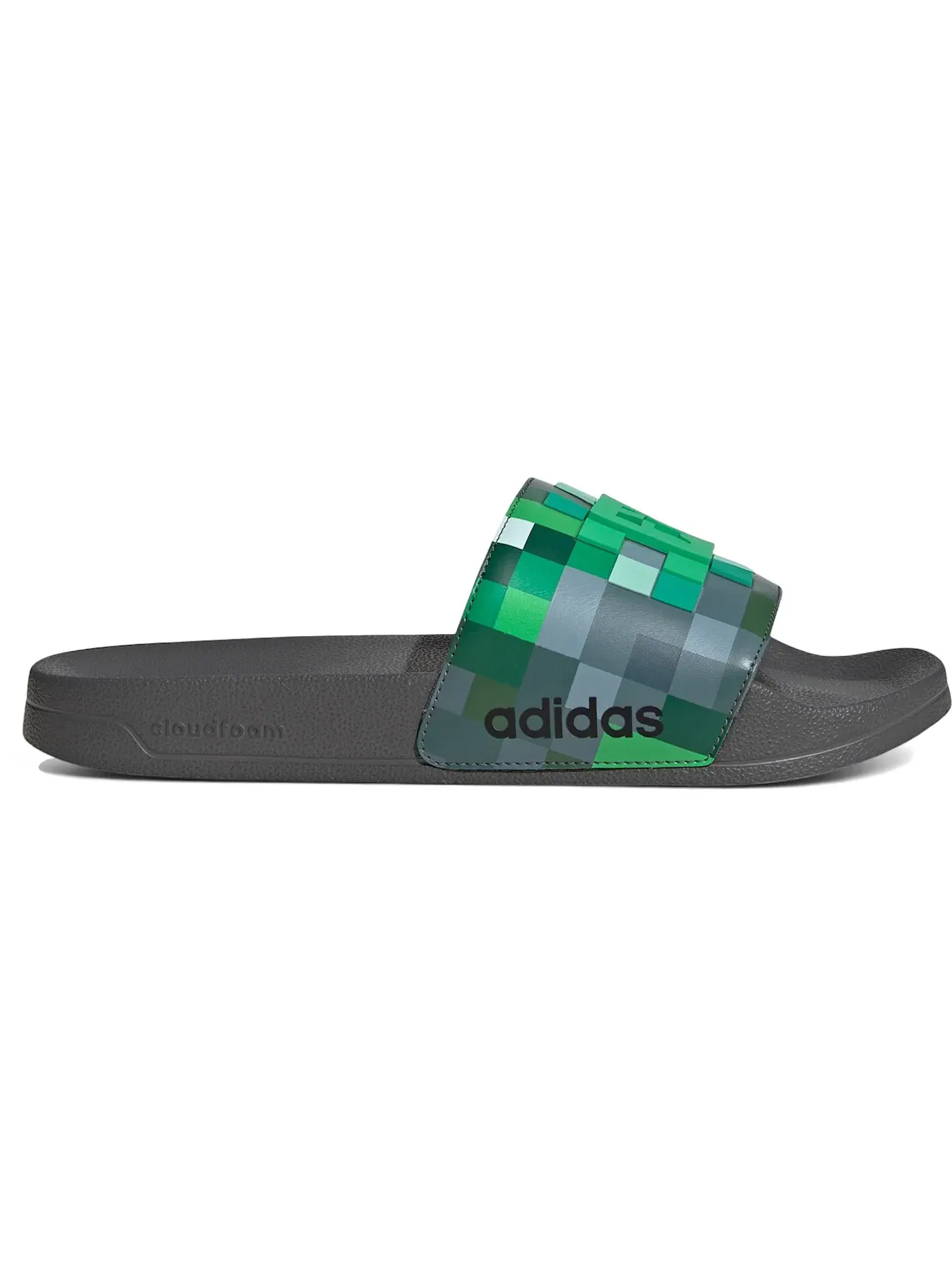 Мужские шлепанцы с принтом Adidas Adilette Shower Slides Minecraft Creeper — изображение 1 из 1, серый