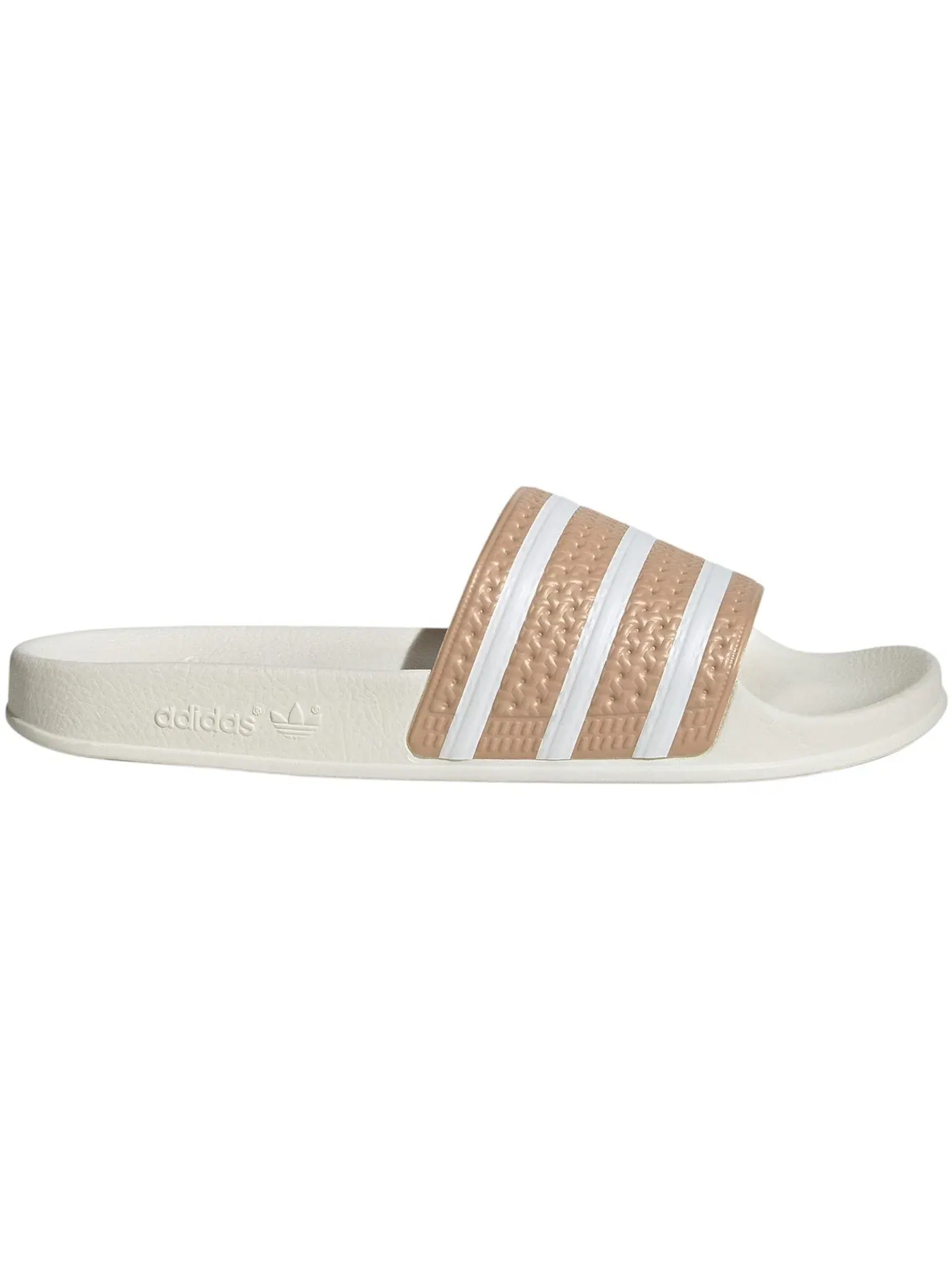 Мужские шлепанцы с контрастными полосками Adidas Adilette Slides — изображение 1 из 1, бежевый/белый/белый
