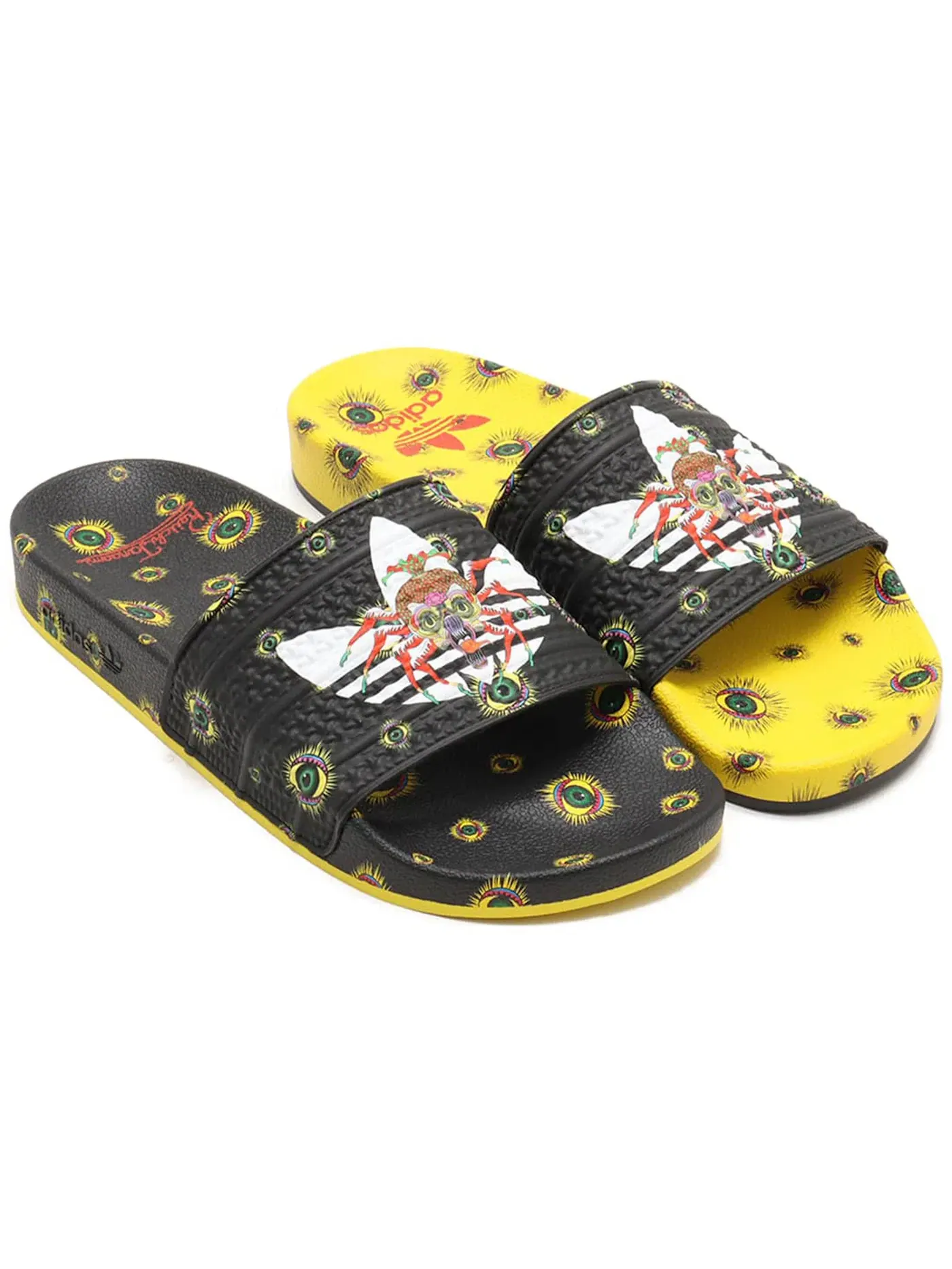 Мужские шлепанцы с ремешком Adilette Slides Adidas — изображение 2 из 2, черный/белый/желтый