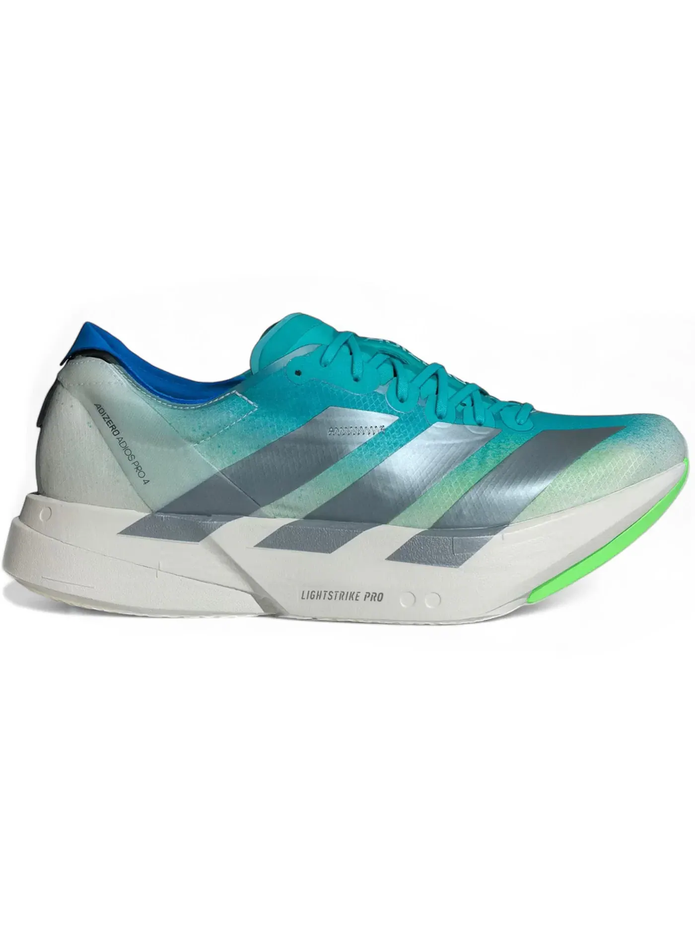 Мужские кроссовки для бега с карбоновой пластиной Adizero Adios Pro 4 Adidas — изображение 1 из 1, голубой/металлик/серый