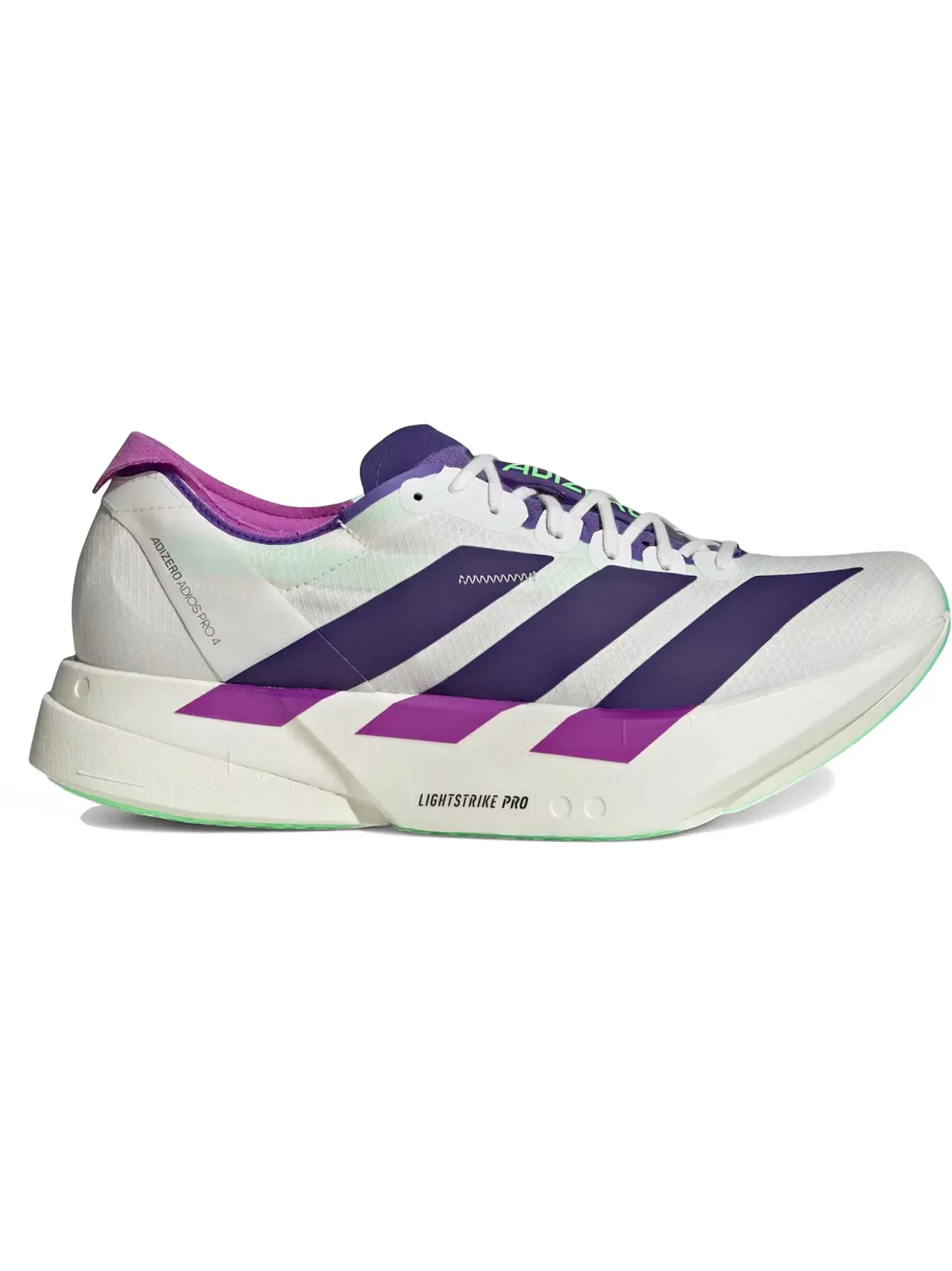 Мужские кроссовки для бега с карбоновой пластиной Adizero Adios Pro 4 Adidas — изображение 1 из 1, белый/фиолетовый