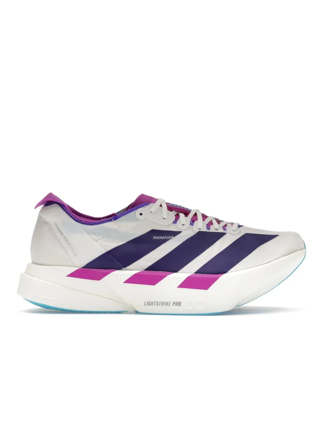 Женские кроссовки для бега с карбоновой пластиной Adizero Adios Pro 4 Adidas — изображение 1 из 4, белый/фиолетовый/синий