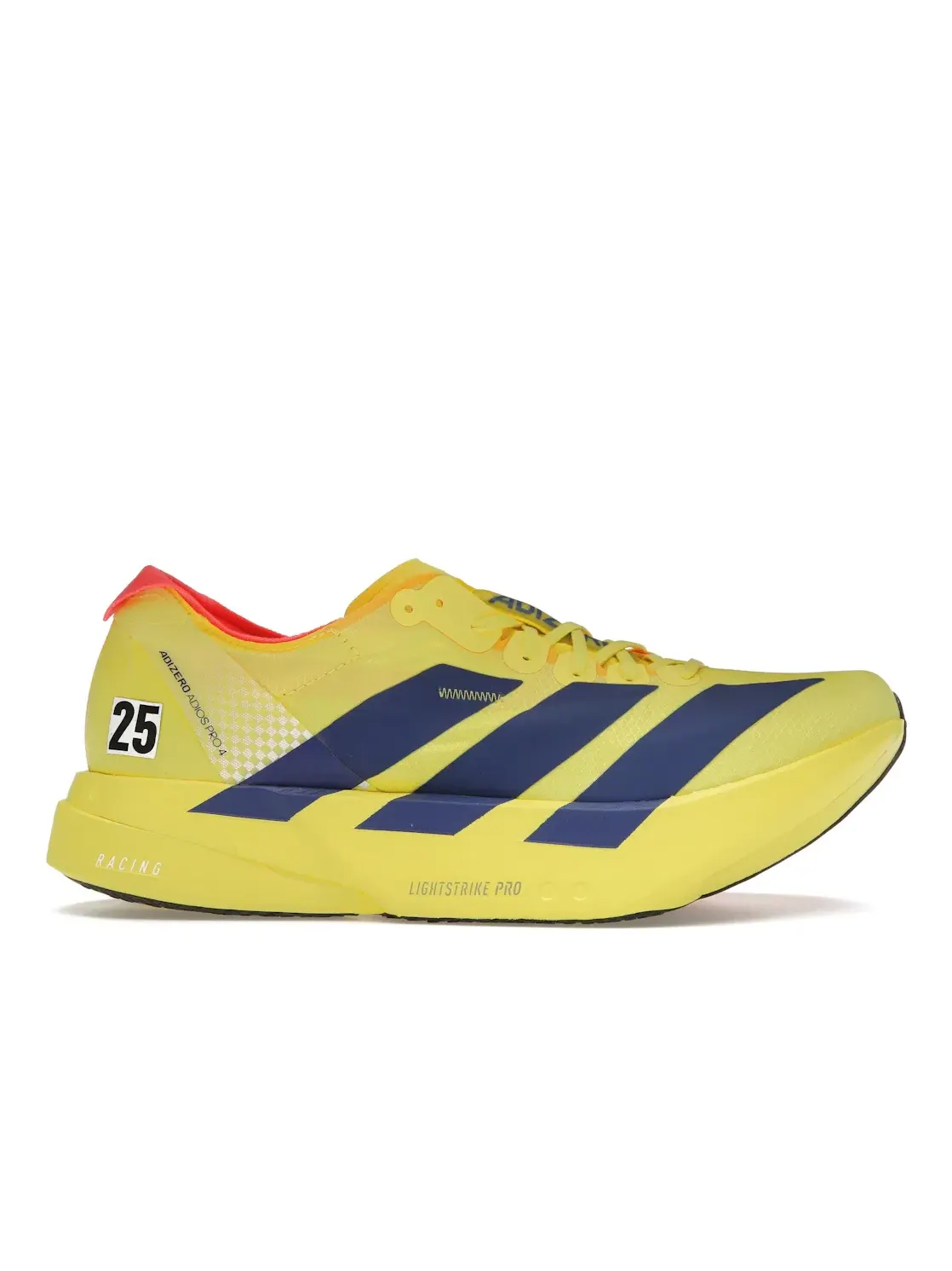 Мужские беговые кроссовки с карбоновой пластиной Adizero Adios Pro 4 Adidas — изображение 1 из 4, желтый/темно-синий