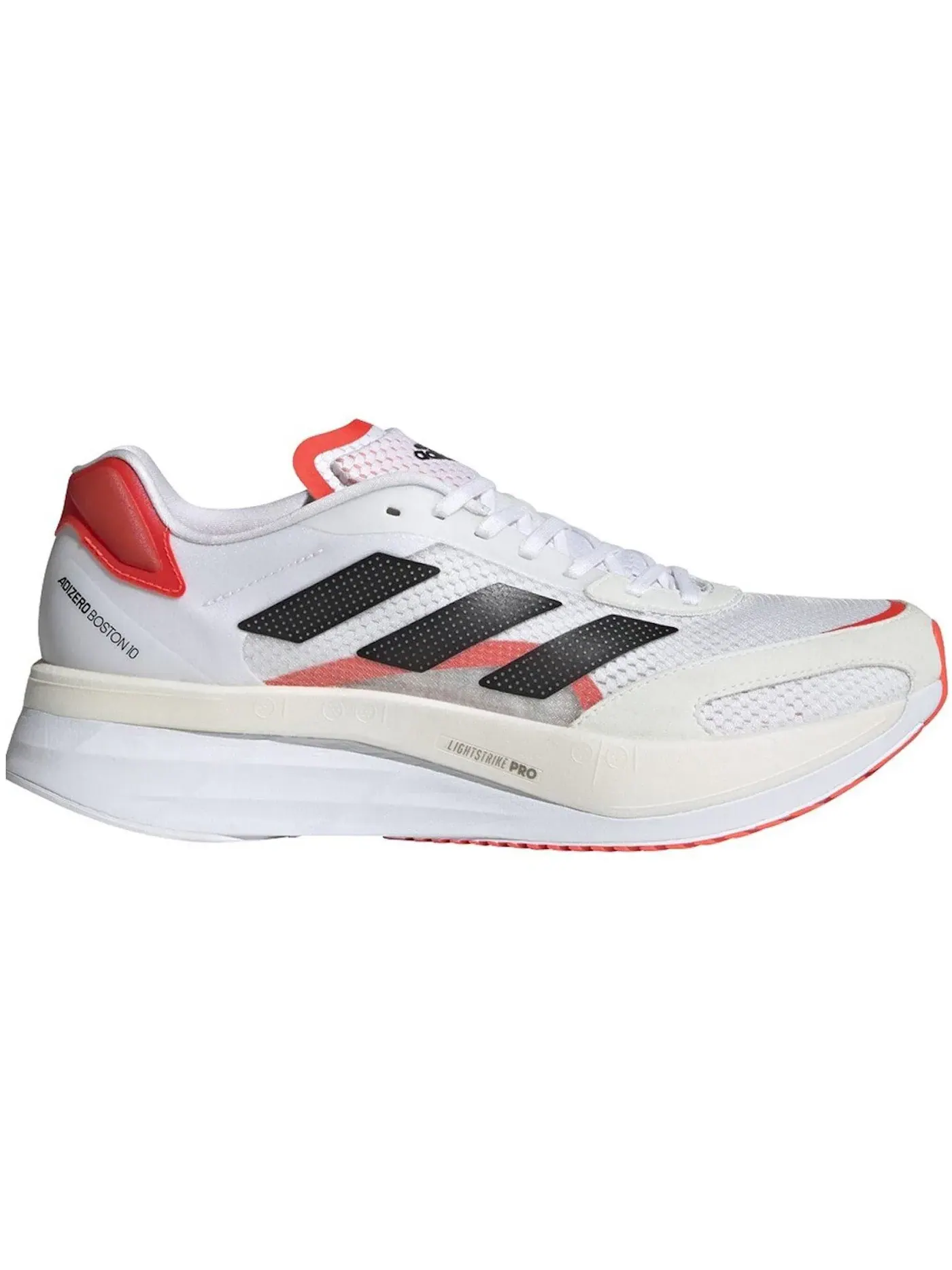 Женские кроссовки для бега с подошвой Lightstrike Pro Adidas Adizero Boston 10 — изображение 1 из 1, белый/черный/красный
