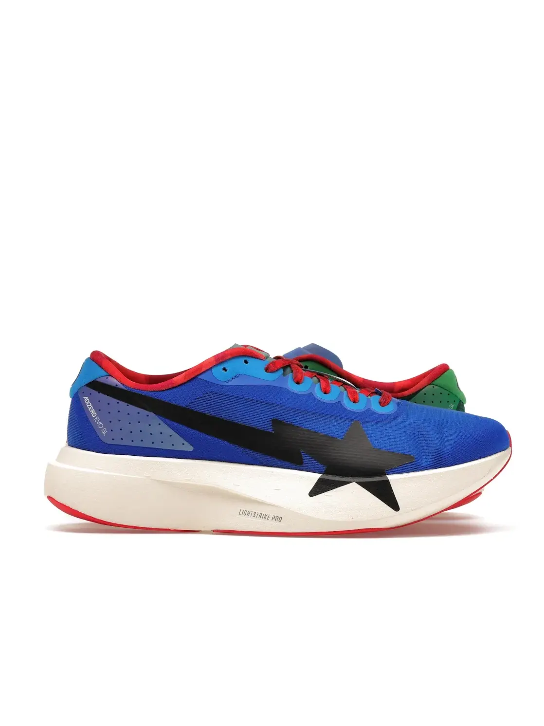 Мужские кроссовки с асимметричным дизайном Adidas Adizero Evo SL Bape — изображение 1 из 4, зеленый/мульти