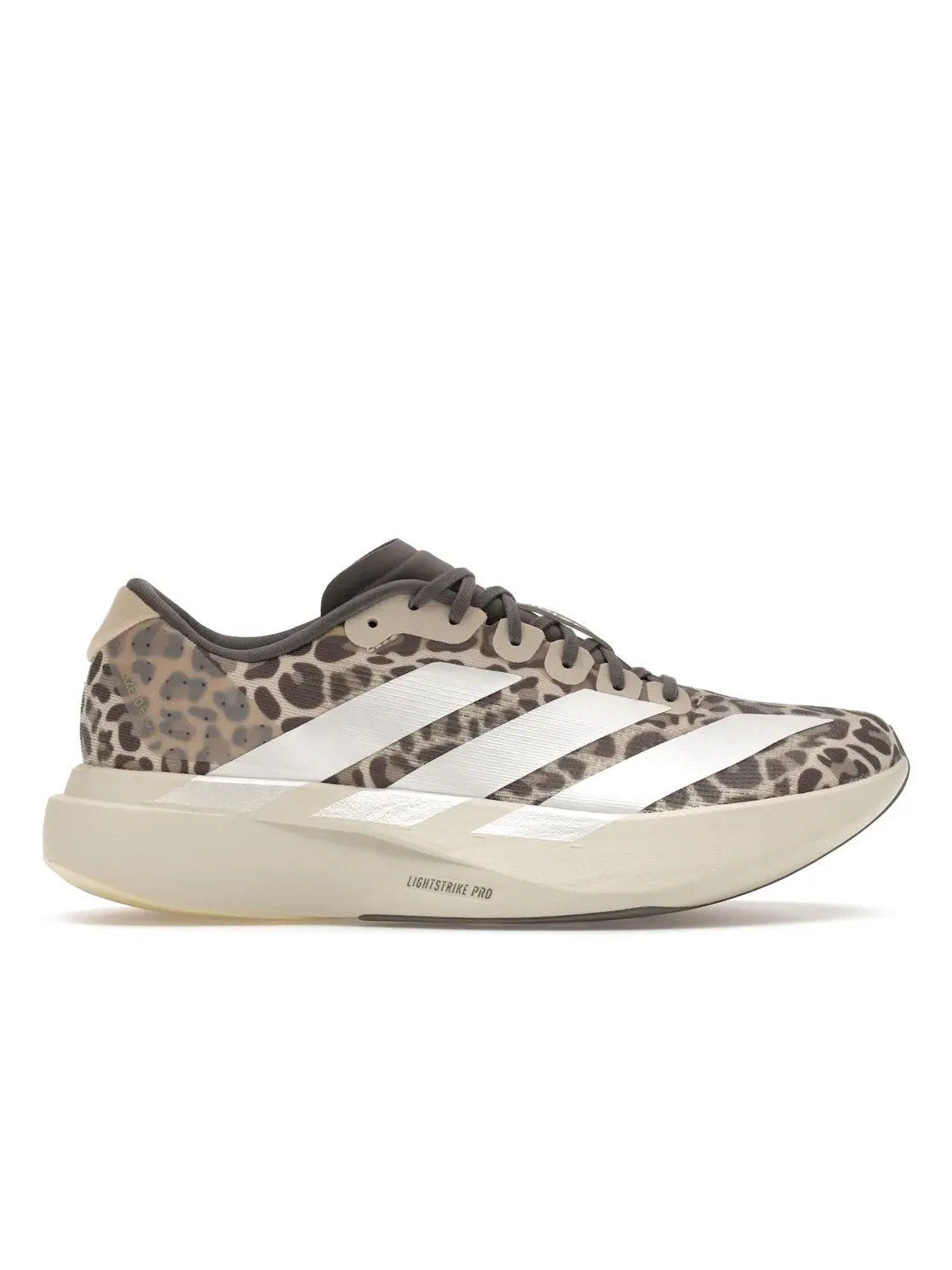 Женские кроссовки с принтом Adizero Evo SL Leopard Crystal Linen Adidas — изображение 1 из 4, металлик серый