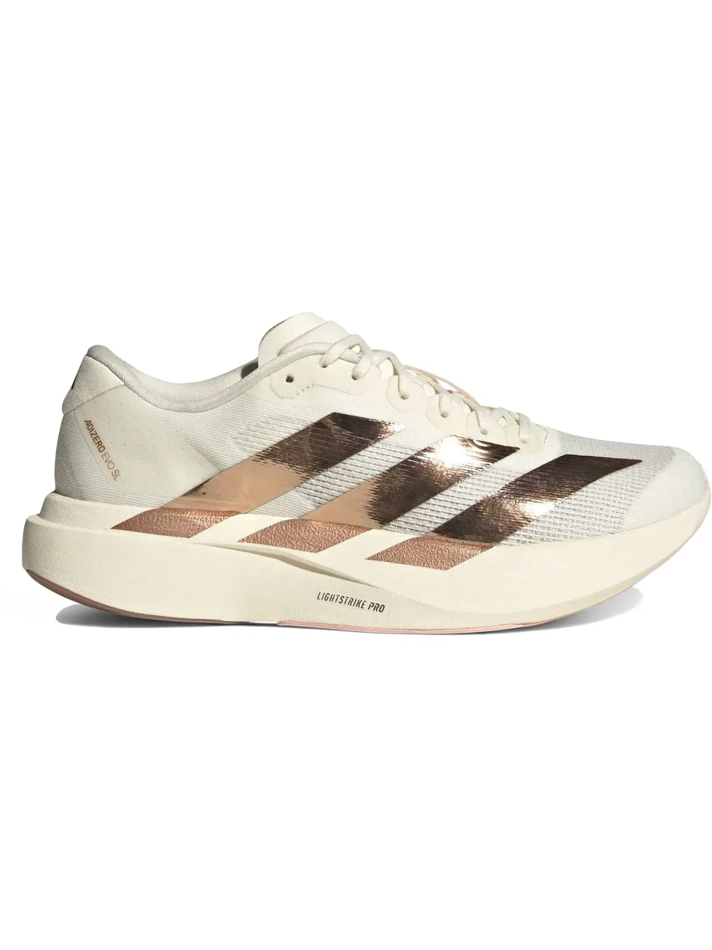 Женские кроссовки для бега с металлическими полосками Adidas Adizero Evo SL — изображение 1 из 1, белый/металлик/розовый
