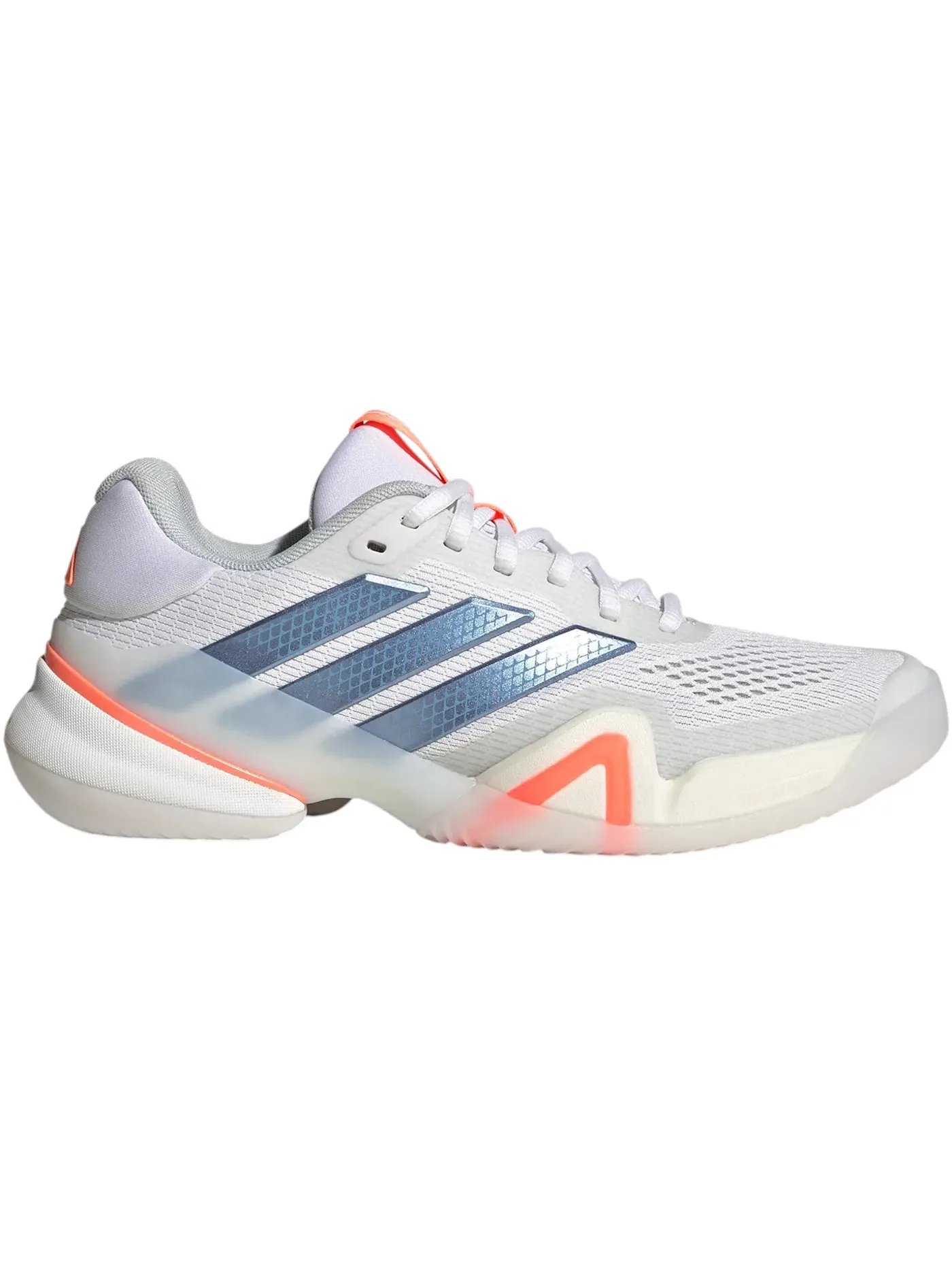 Женские кроссовки для тенниса с подошвой для корта Adidas Barricade 14 — изображение 1 из 1, белый/синий/оранжевый