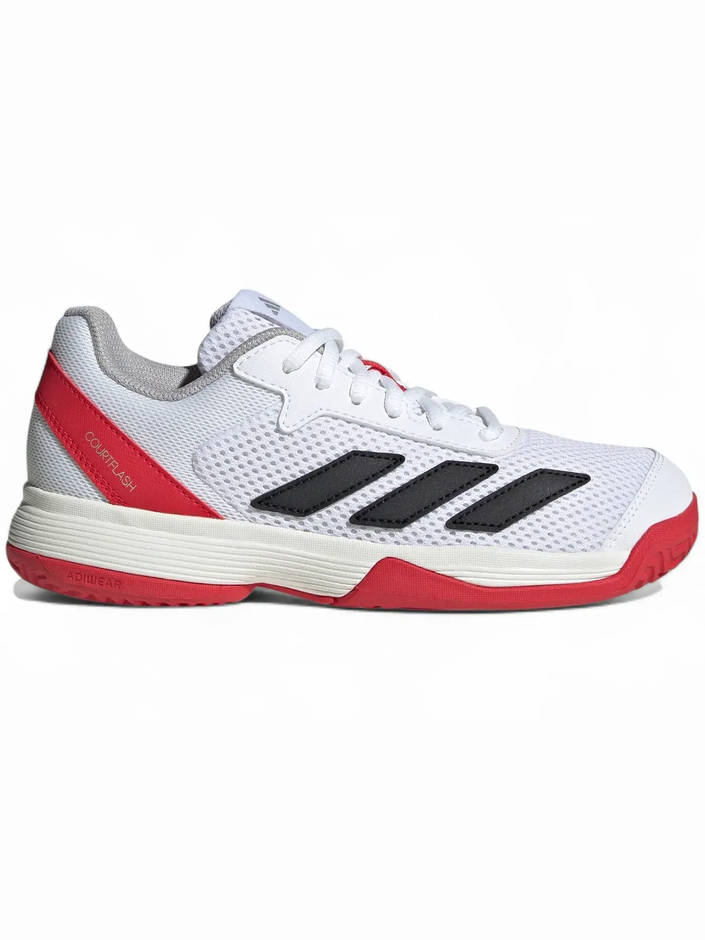 Детские кроссовки для мальчиков с шнуровкой Adidas Courtflash — изображение 1 из 1, белый черный красный