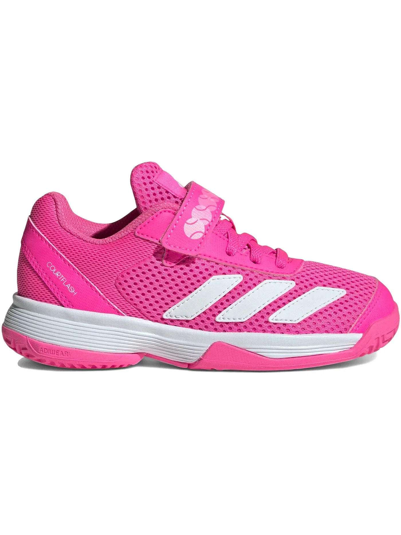 Детские кроссовки для мальчиков с perforations Adidas Courtflash Adidas — изображение 1 из 1, розовый/белый/розовый