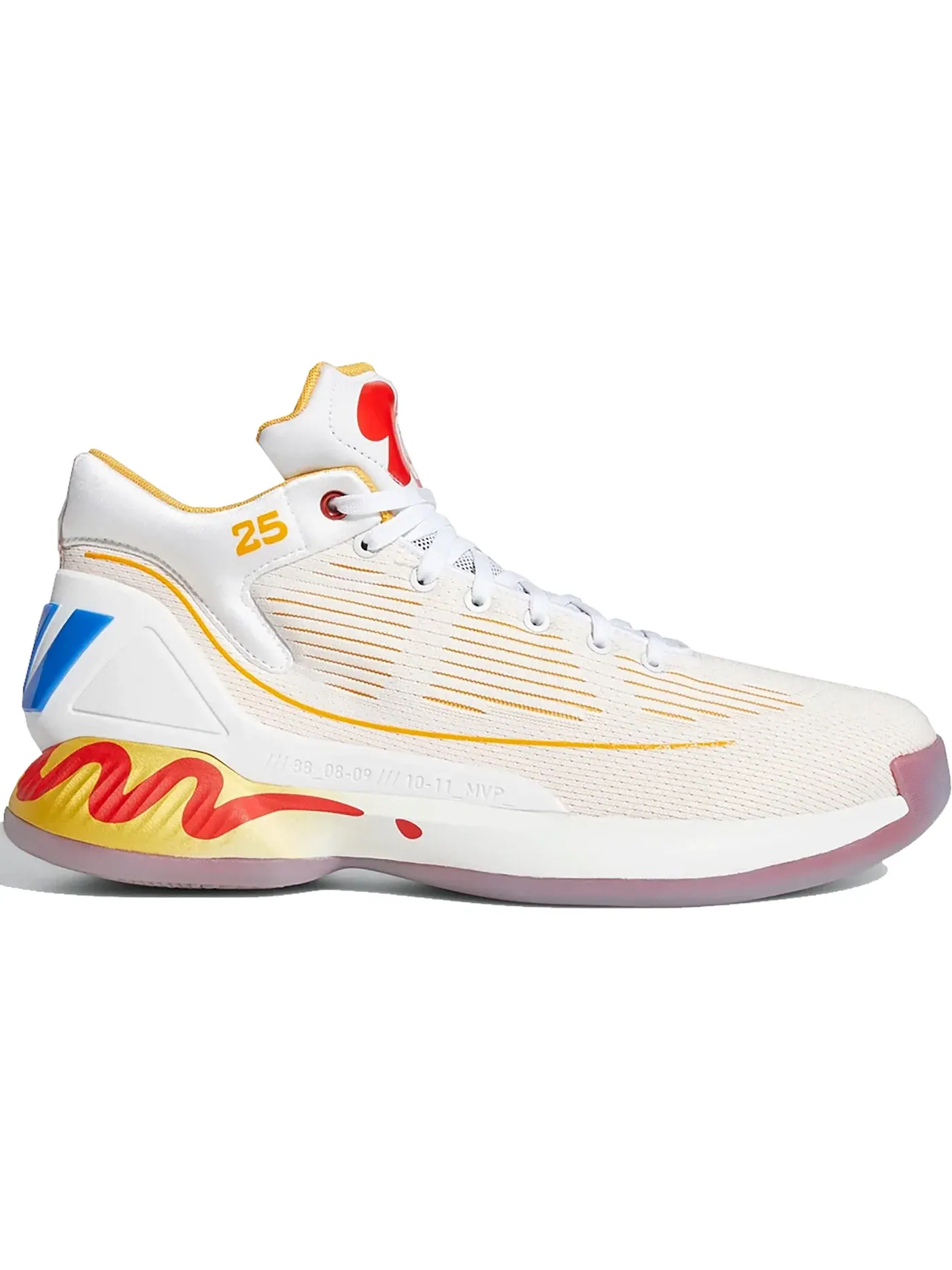 Мужские кроссовки с принтом Adidas D Rose 10 McDonald's — изображение 1 из 1, белый/золотистый/красный