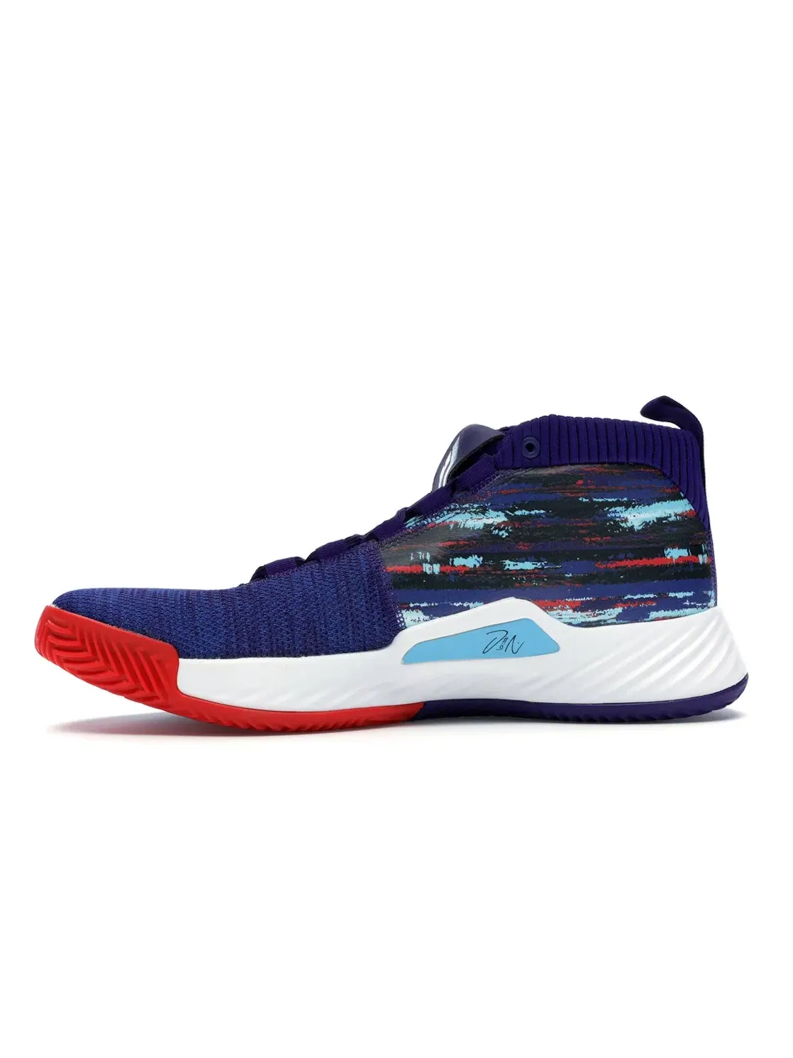 Мужские кроссовки с высоким верхом Adidas Dame 5 — изображение 3 из 4, фиолетовый//белый