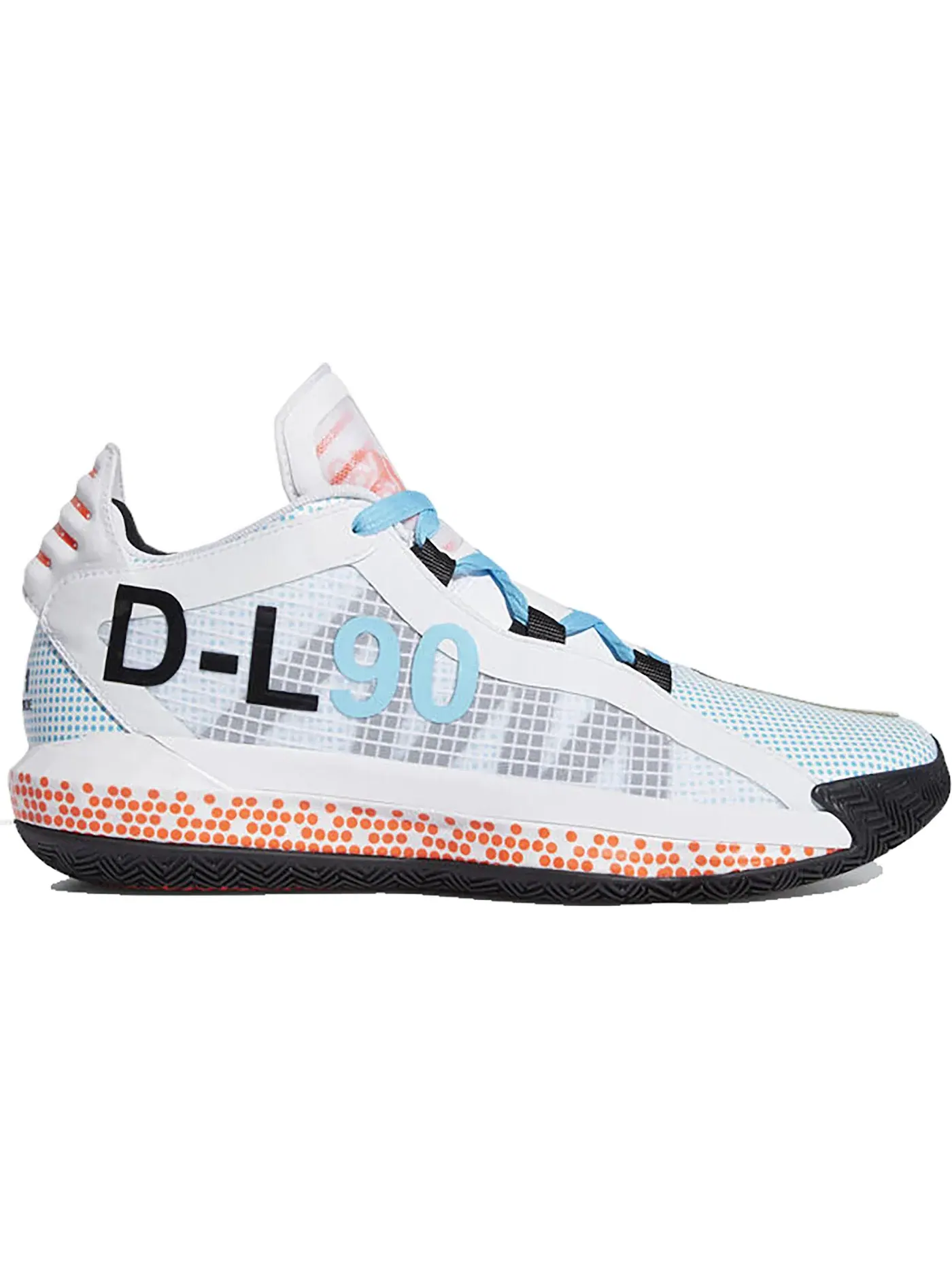 Мужские кроссовки с амортизацией Bounce Adidas Dame 6 Pusha T I Am My Own Fan — изображение 1 из 1, белый/синий/оранжевый