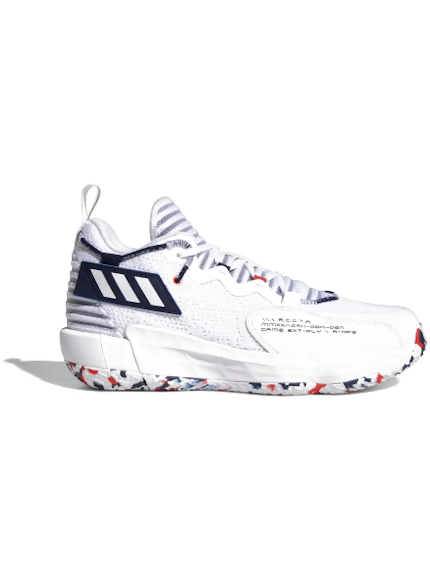 Мужские кроссовки для баскетбола Adidas Dame 7 Footwear White/Team Navy Blue/Vivid Red — изображение 1 из 1