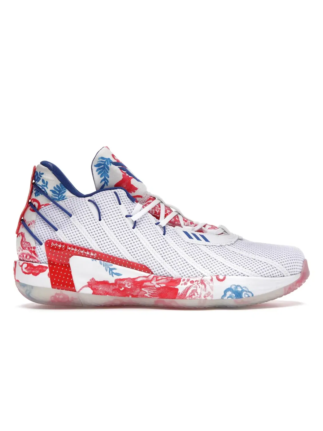 Мужские баскетбольные кроссовки с принтом Adidas Dame 7 Adidas — изображение 1 из 4, белый/синий/красный