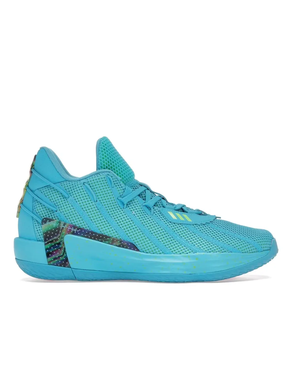 Мужские баскетбольные кроссовки с принтом Adidas Dame 7 Adidas — изображение 1 из 4, голубой/розовый/зеленый