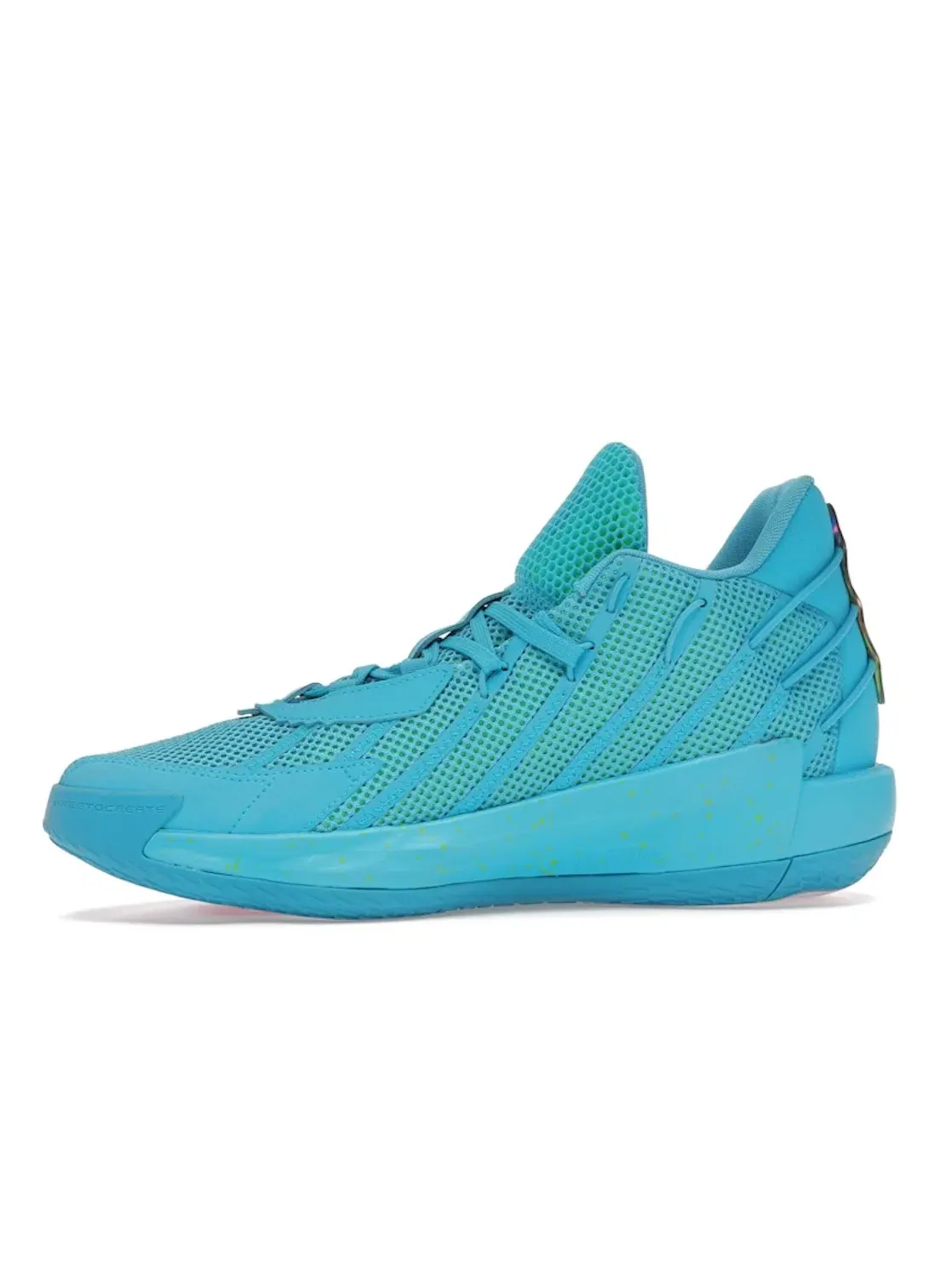 Мужские баскетбольные кроссовки с принтом Adidas Dame 7 Adidas — изображение 3 из 4, голубой/розовый/зеленый