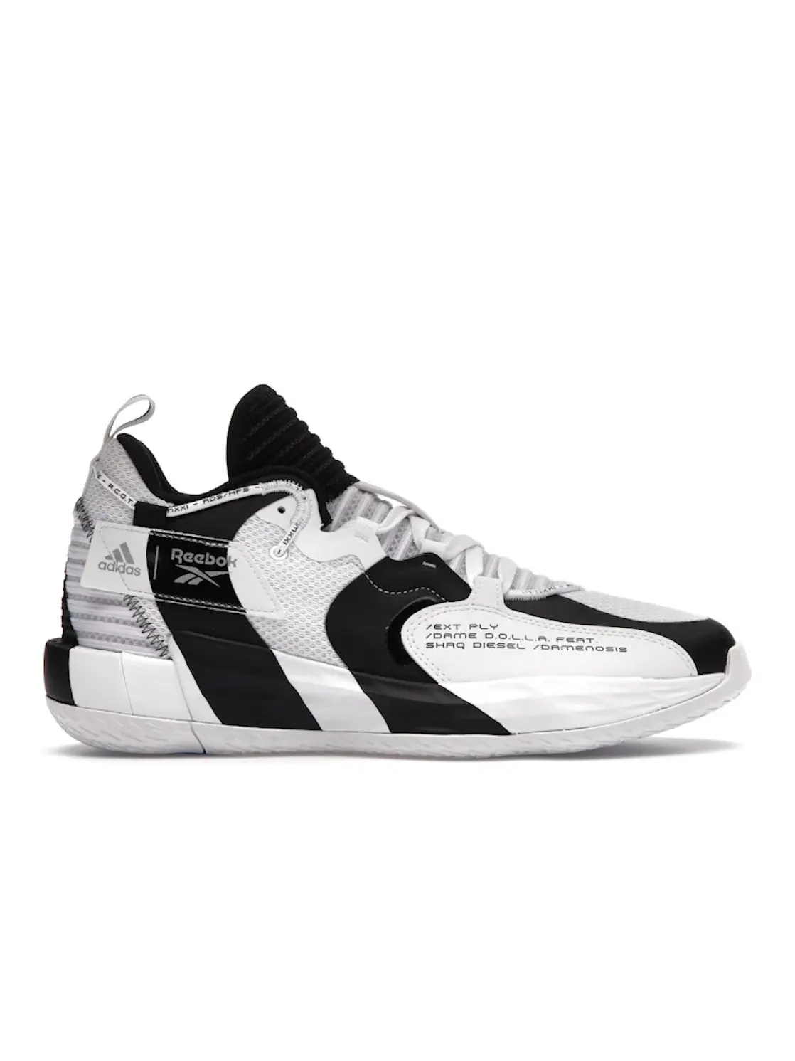 Мужские кроссовки баскетбольные с принтом Adidas Dame 7 — изображение 1 из 4, черный/белый/черный