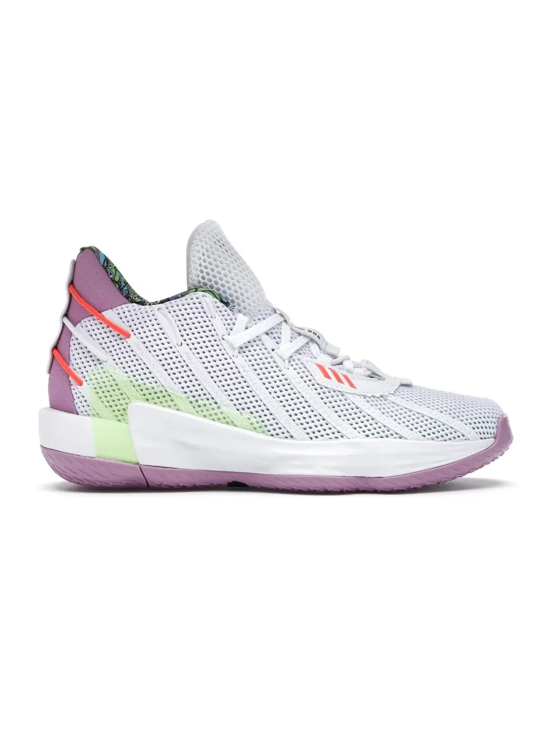 Детские кроссовки для мальчиков с принтом Adidas Dame 7 Toy Story Buzz Lightyear — изображение 1 из 4, белый/зеленый/красный