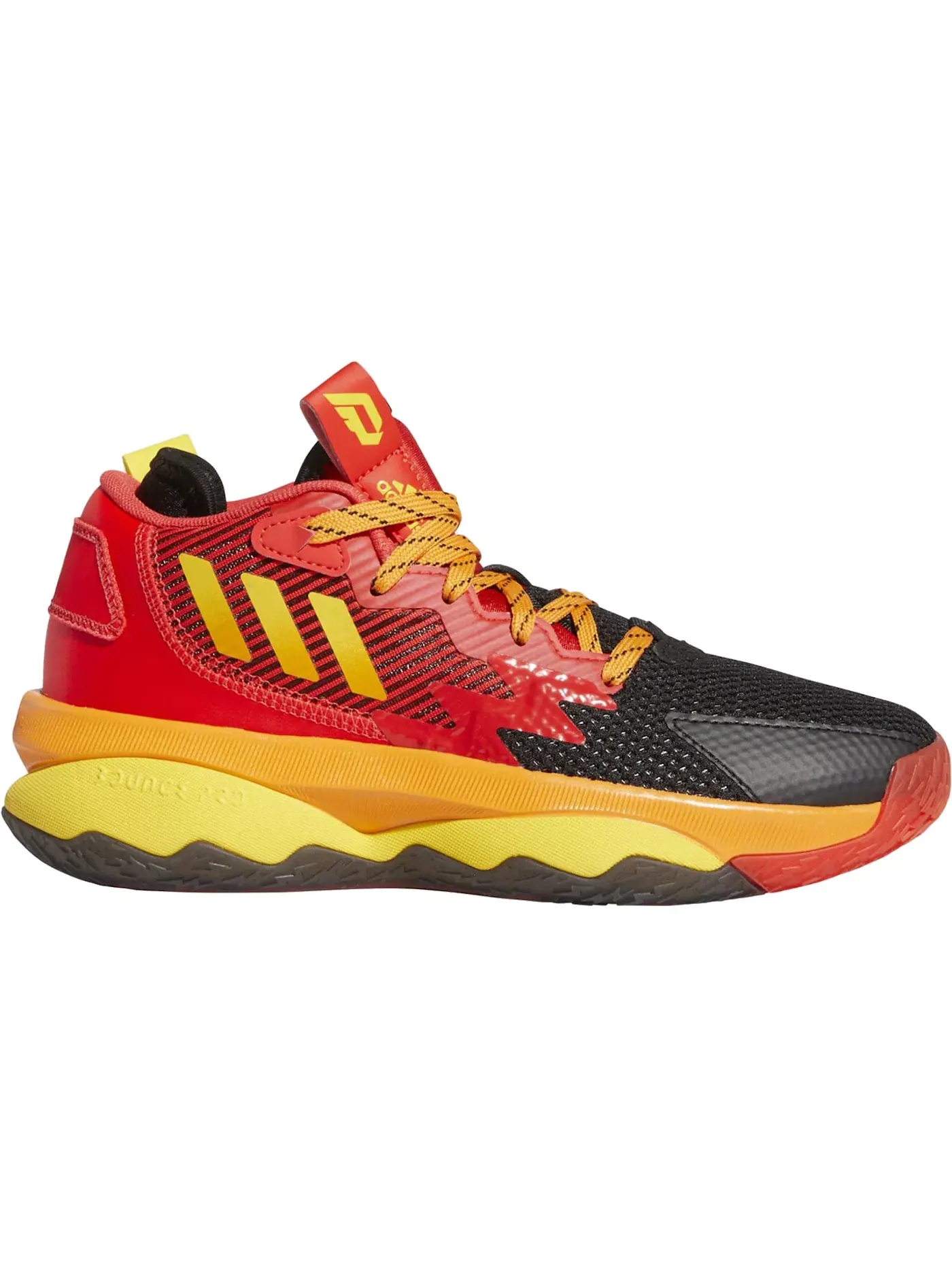 Детские кроссовки для мальчиков с принтом Adidas Dame 8 — изображение 1 из 1, красный/желтый/оранжевый