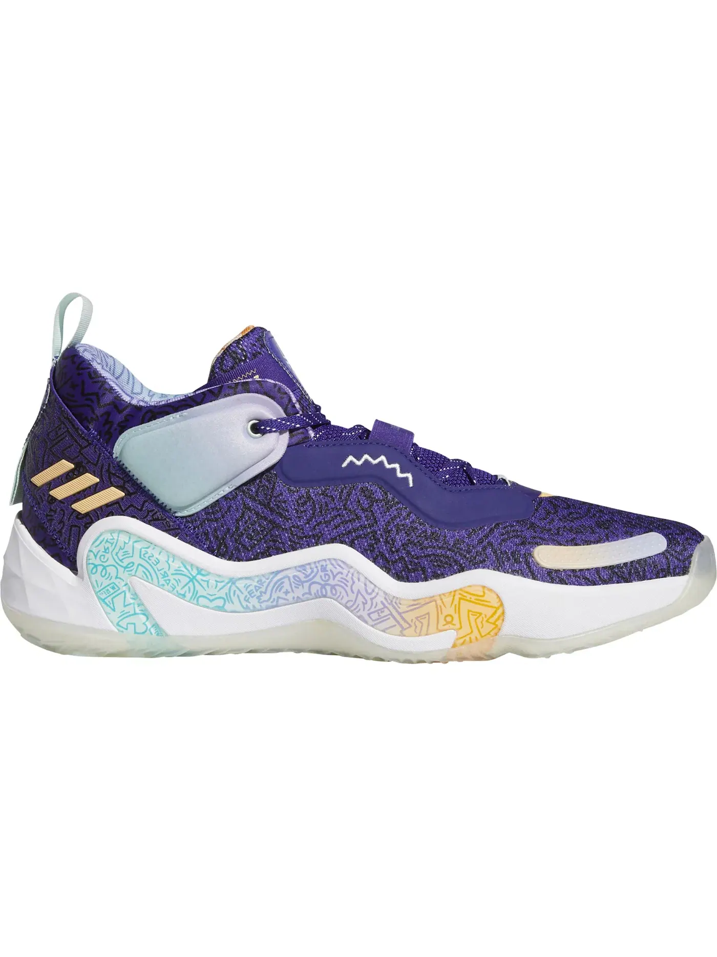 Мужские кроссовки для баскетбола D.O.N. Issue #3 Adidas — изображение 1 из 1, фиолетовый/оранжевый