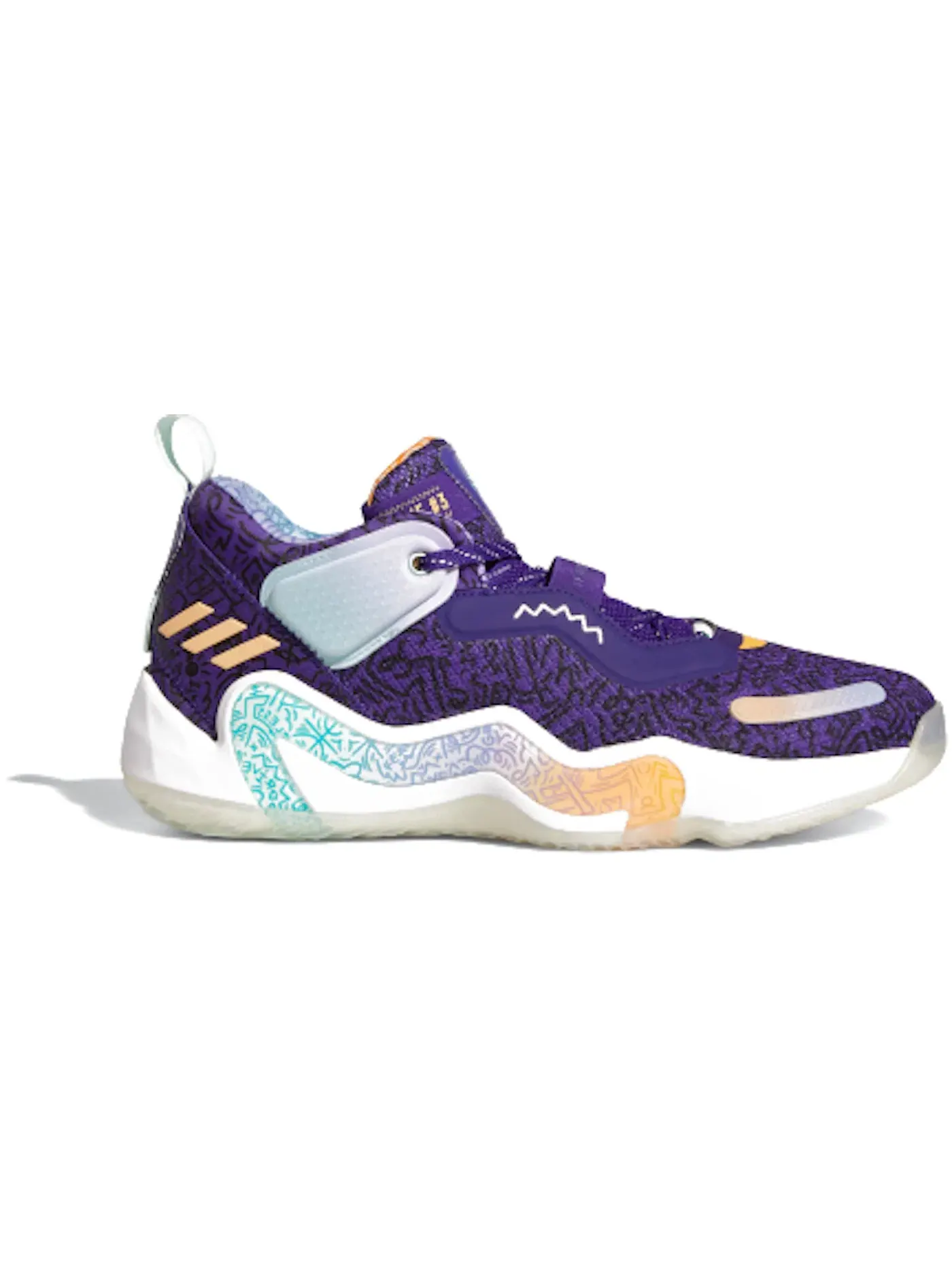 Мужские кроссовки баскетбольные Adidas D.O.N. Issue #3 — изображение 1 из 1, фиолетовый/оранжевый