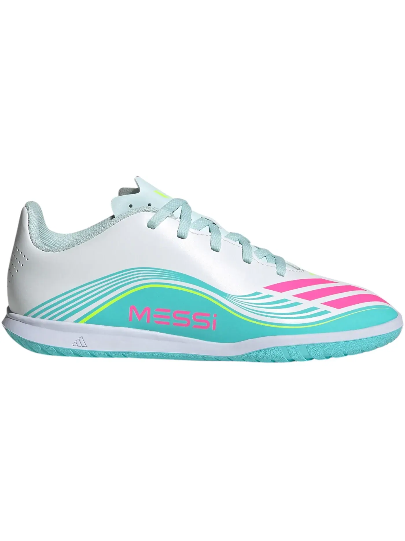 Детские кроссовки с принтом Adidas F50 Club IC — изображение 1 из 1, белый розовый голубой