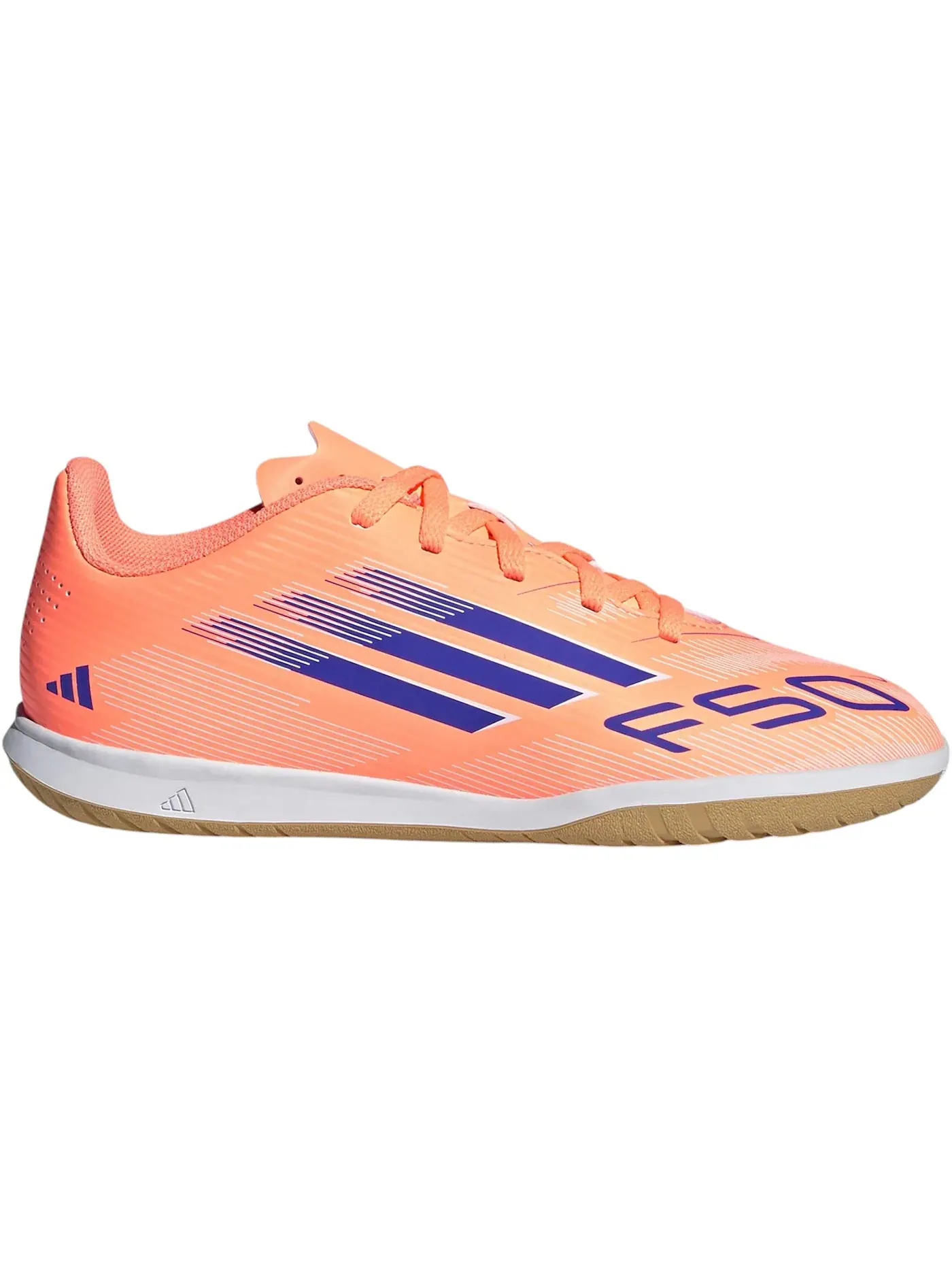 Детские кроссовки для футзала Adidas F50 Club Indoor Coral Blaze Pack — изображение 1 из 1, оранжевый синий белый