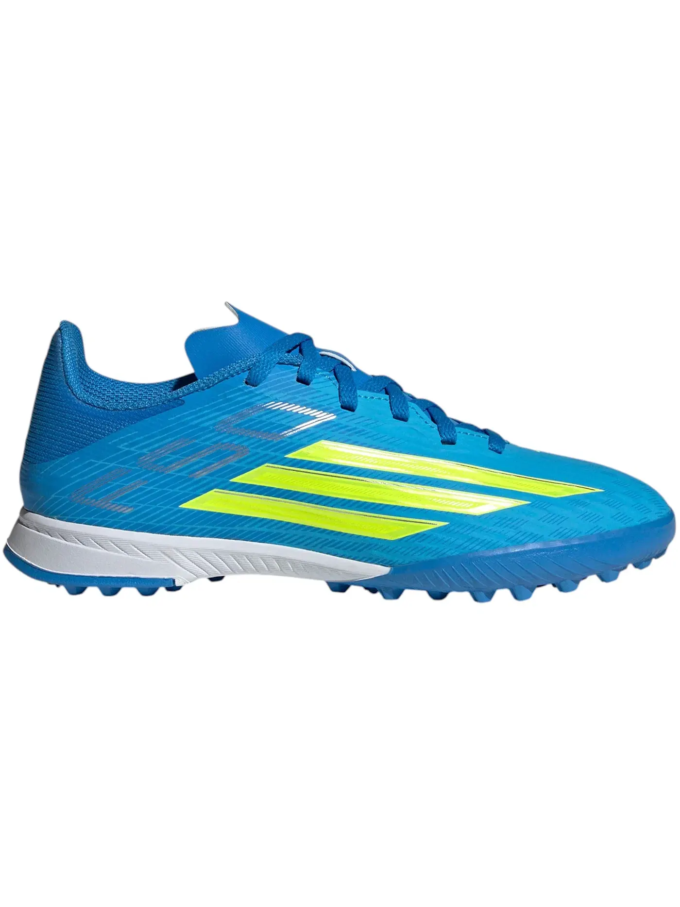 Детские кроссовки для футбола с технологией Ice Cold Precision Adidas F50 League TF — изображение 1 из 1, синий/желтый