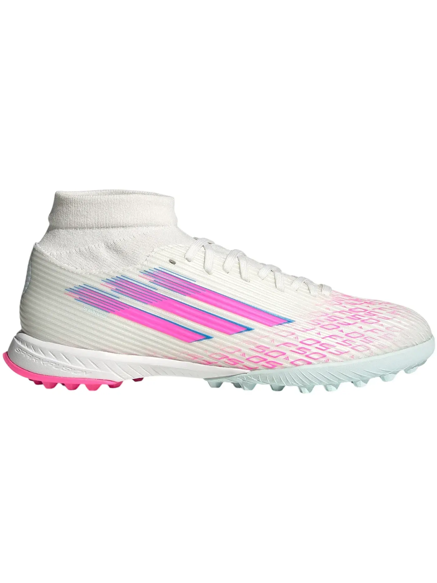 Женские кроссовки с длинным шнурованием Adidas F50 League TF — изображение 1 из 1, белый/розовый/белый